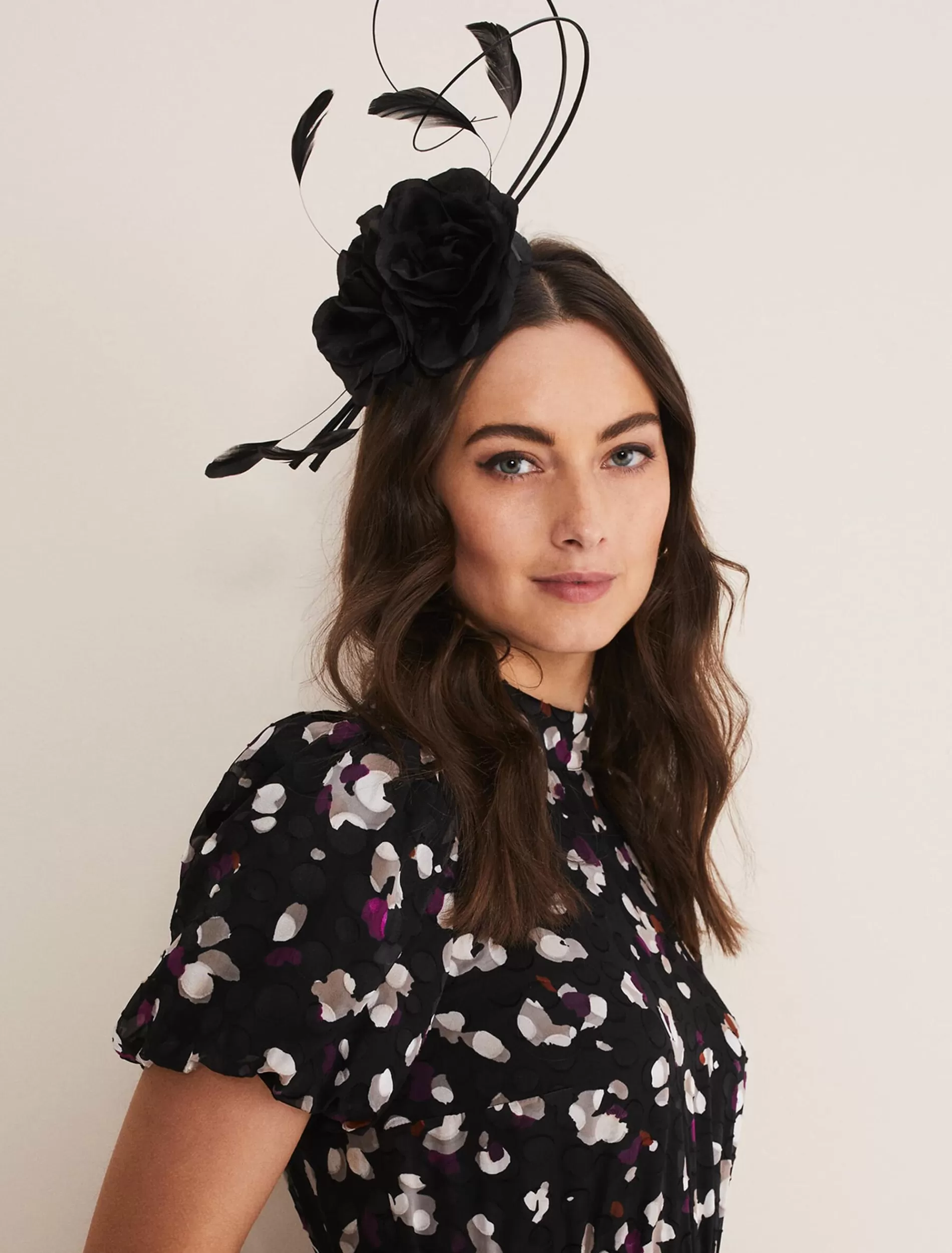 Phase Eight Flower Detail Headband Black New
