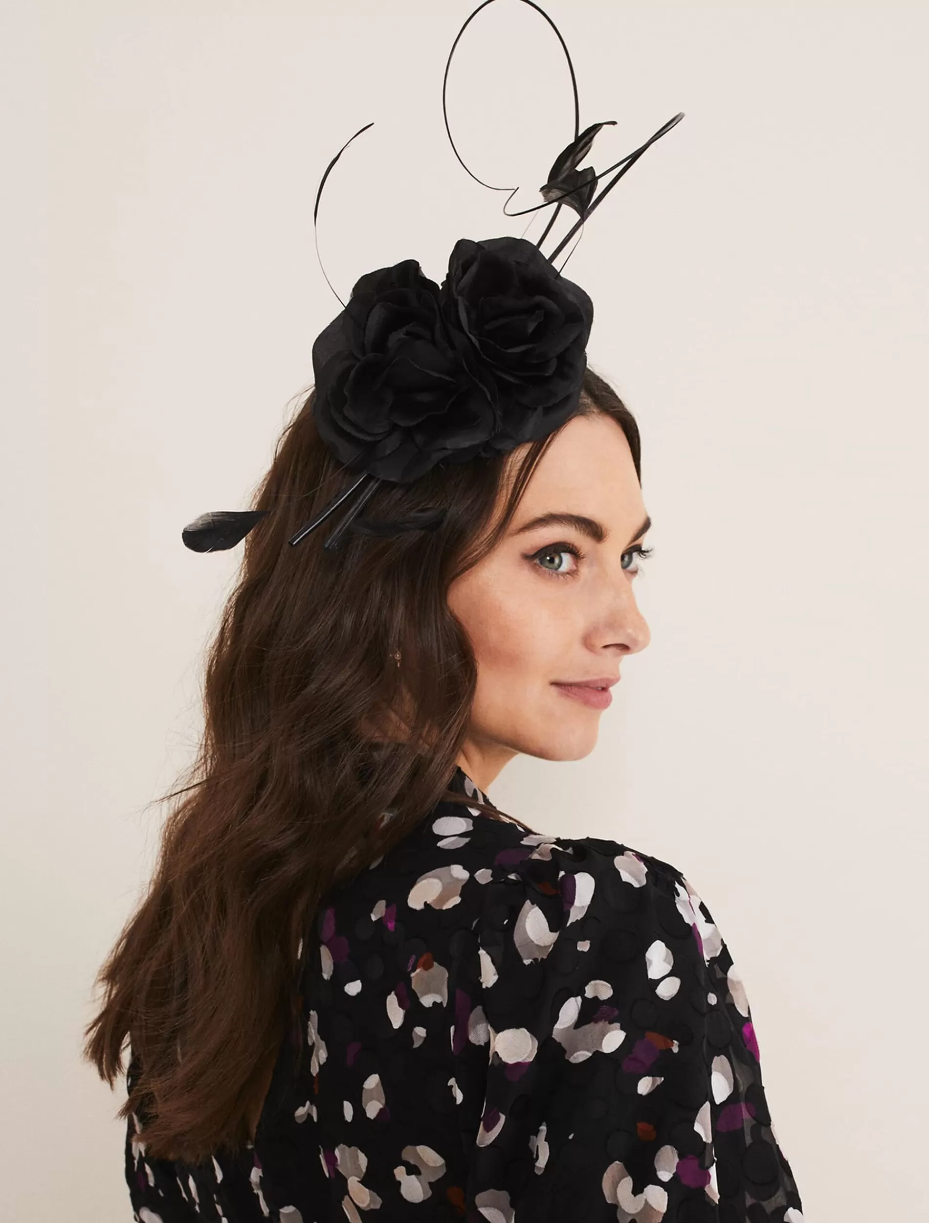 Phase Eight Flower Detail Headband Black New