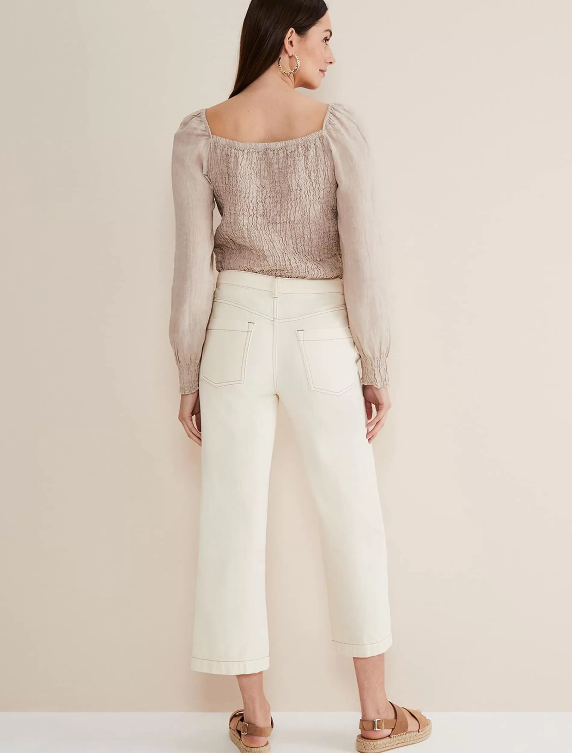 Phase Eight Fraya Wide Leg Jeans Ecru Outlet