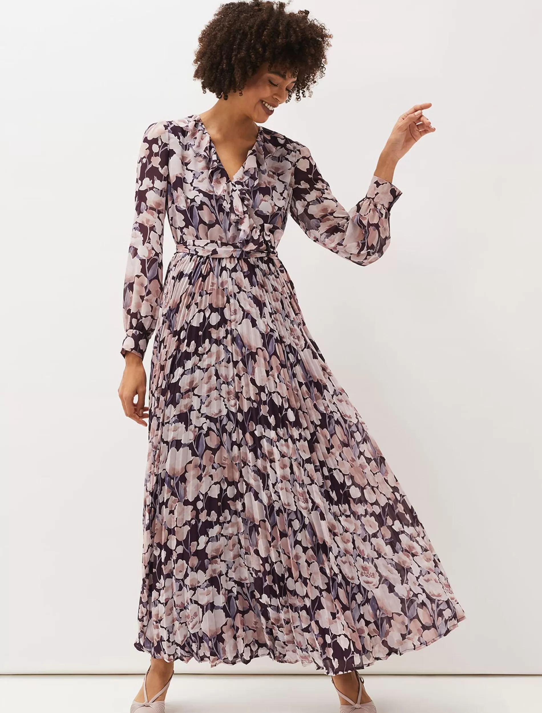 Phase Eight Fredrika Floral Pleated Maxi Dress Multi-Coloured Outlet
