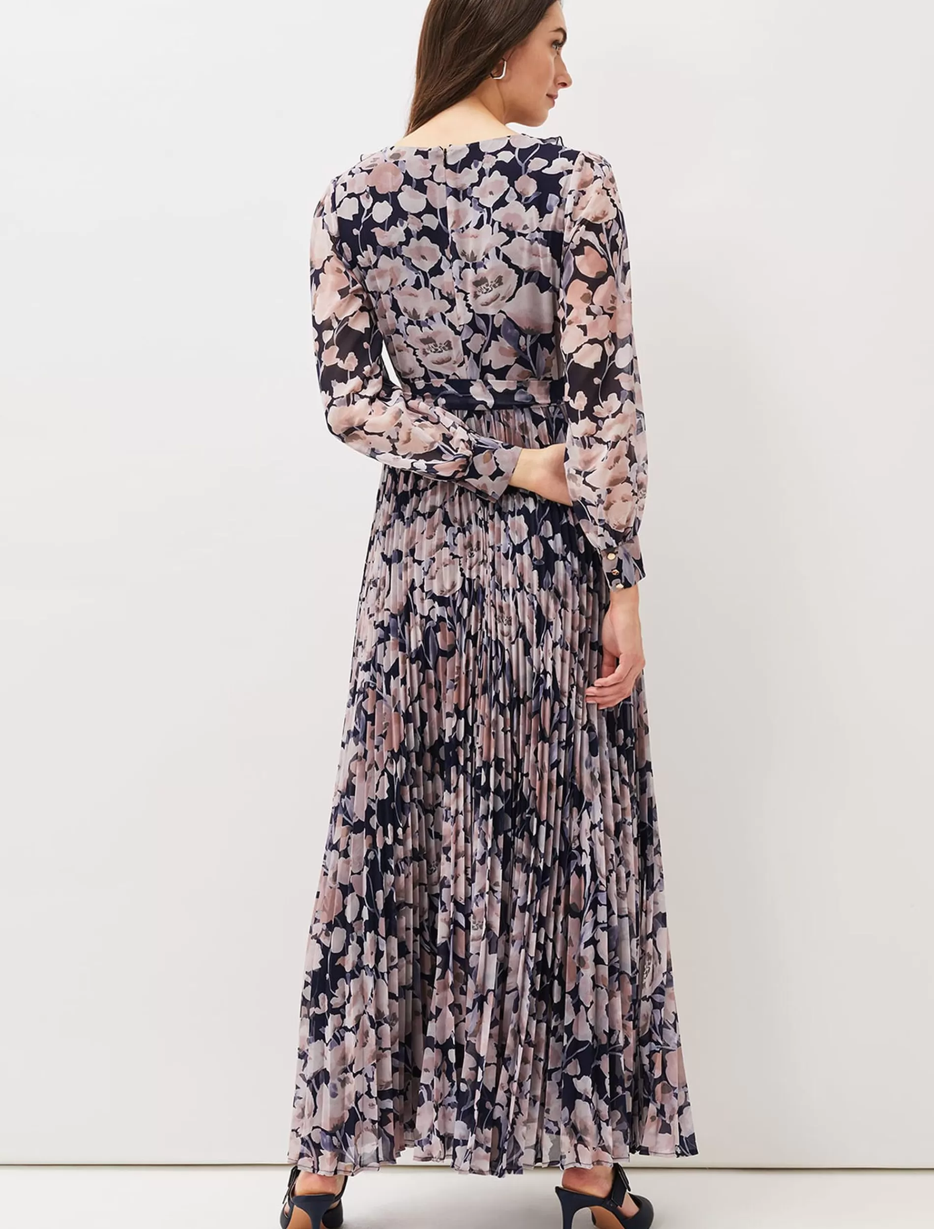 Phase Eight Fredrika Floral Pleated Maxi Dress Navy/Multi Online