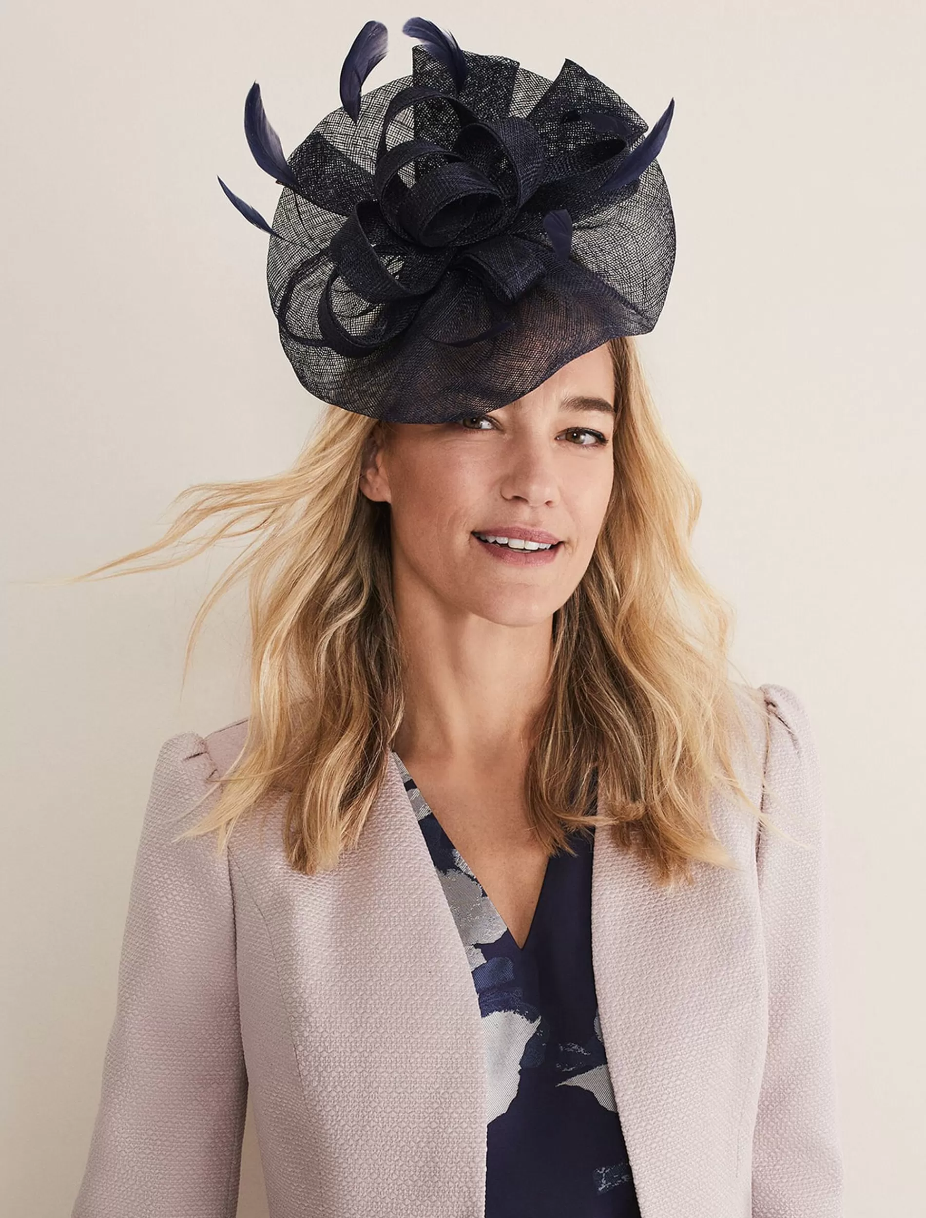 Phase Eight Freeform Bow Disc Fascinator Navy Fashion