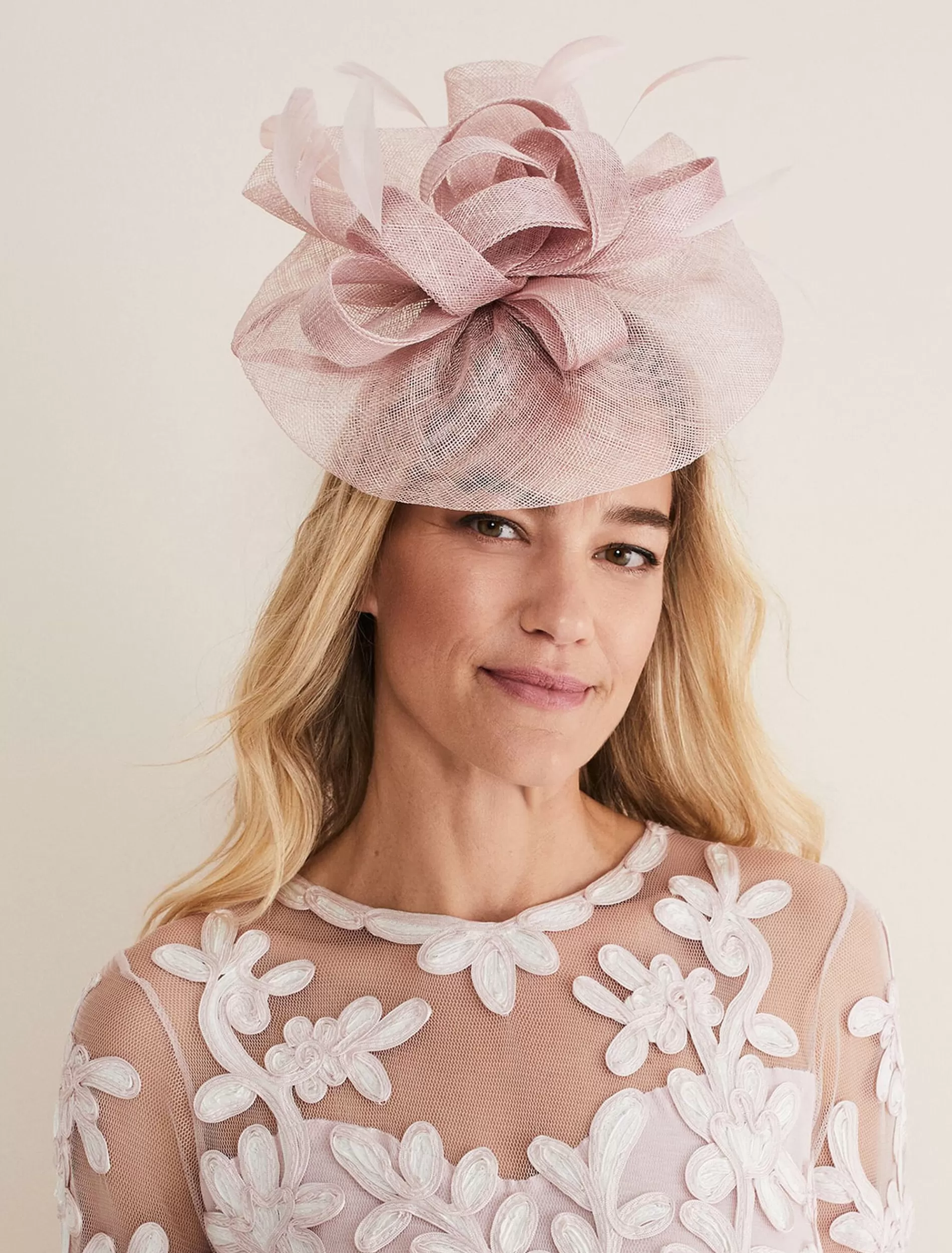 Phase Eight Freeform Bow Disc Fascinator Antique Rose Cheap