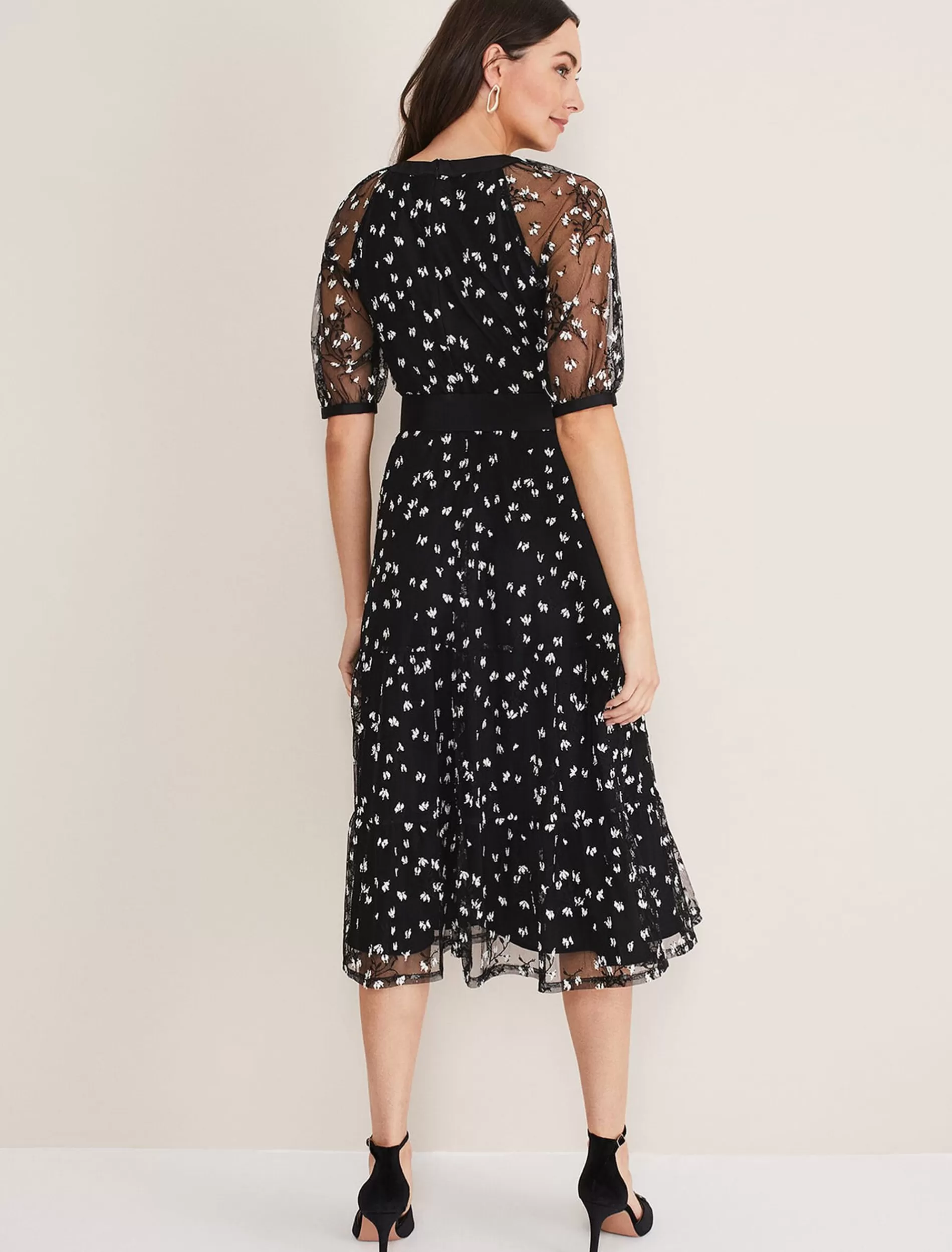 Phase Eight Freja Embroidered Dress Black/Ivory Hot