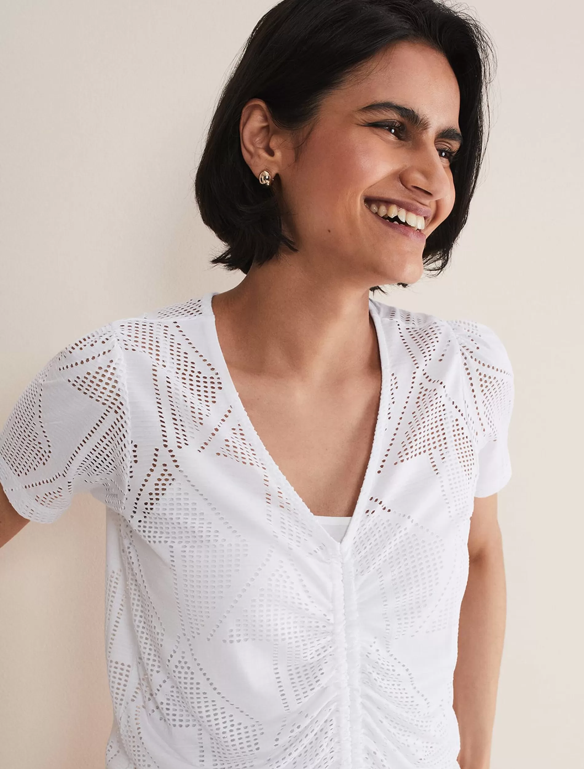Phase Eight Gemima Ruched Front Top White Online