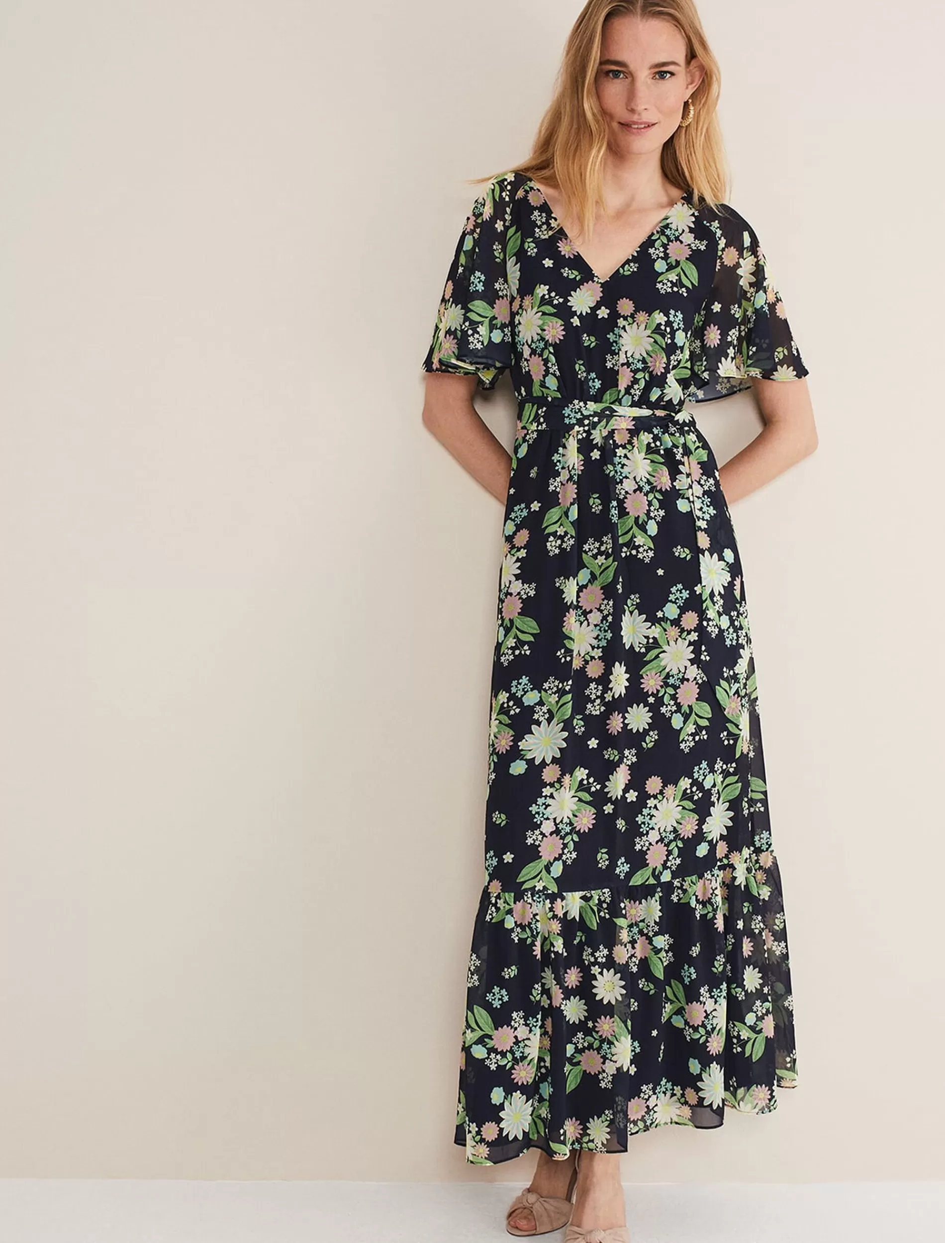 Phase Eight Georgie Tiered Maxi Dress Navy/Multi Online