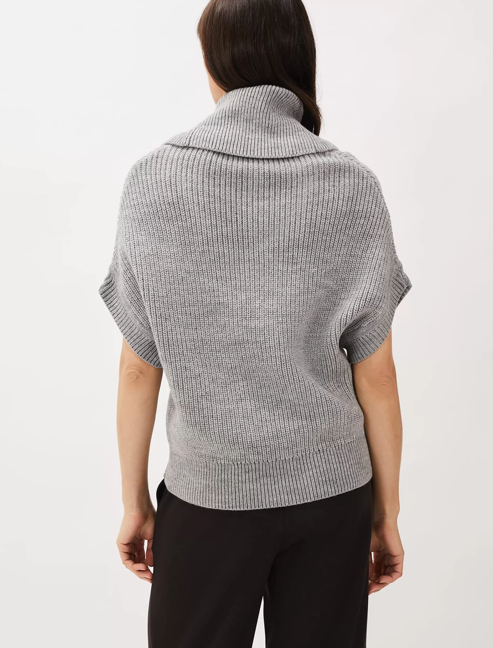 Phase Eight Georgina Chunky Short Sleeved Cowl Neck Jumper Grey Marl Cheap