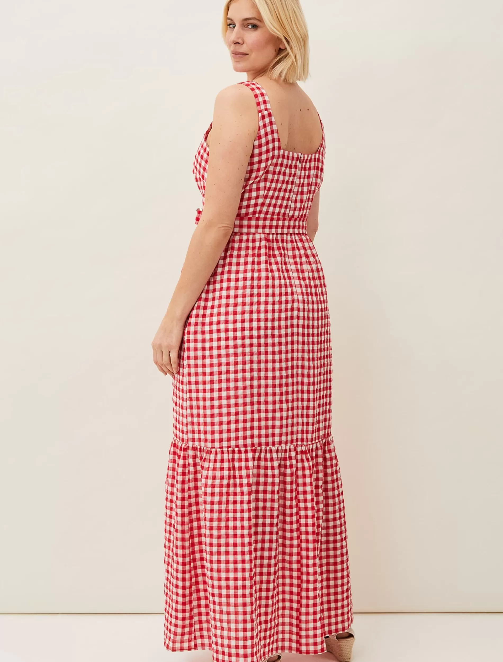 Phase Eight Geri Gingham Maxi Dress Red/Ivory Cheap