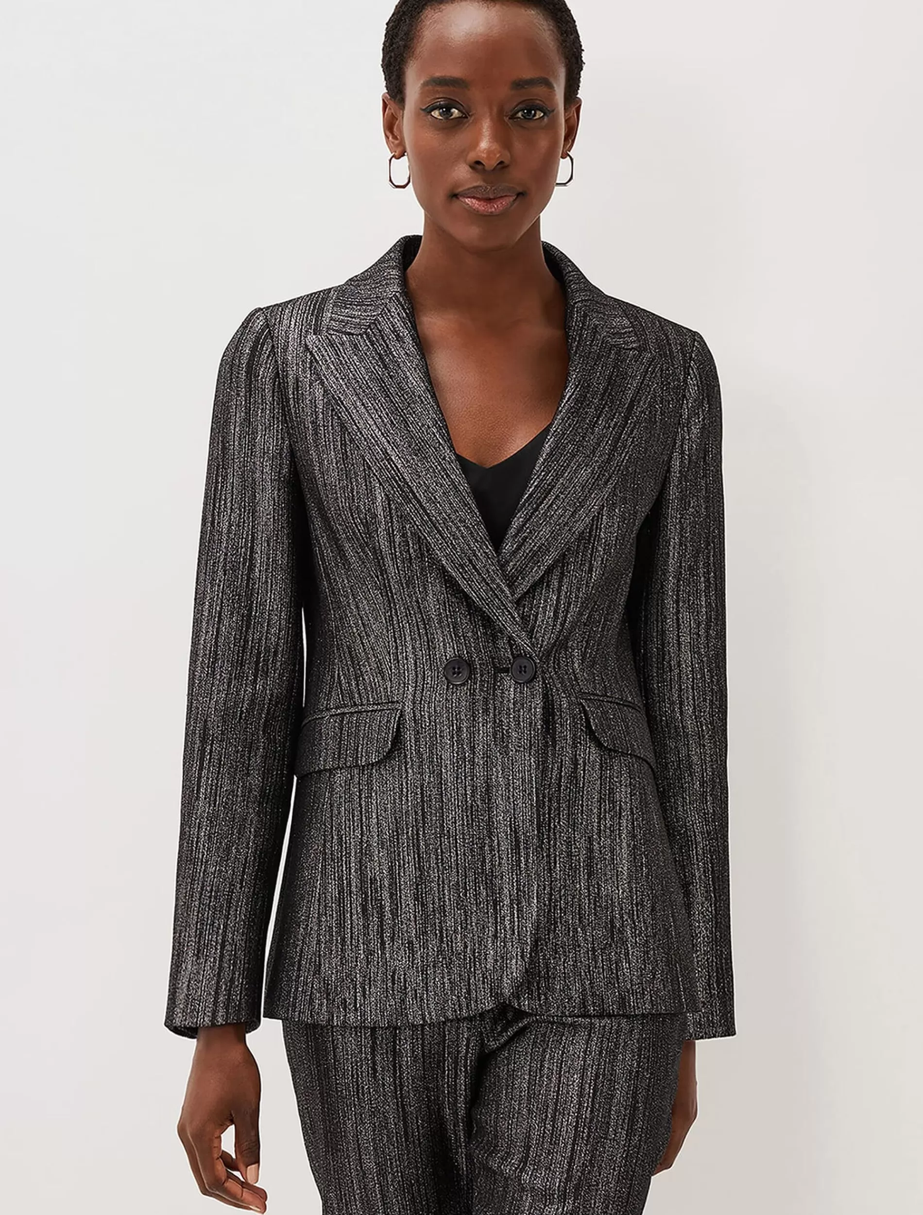 Phase Eight Geri Glitter Jacket Black/Silver Best