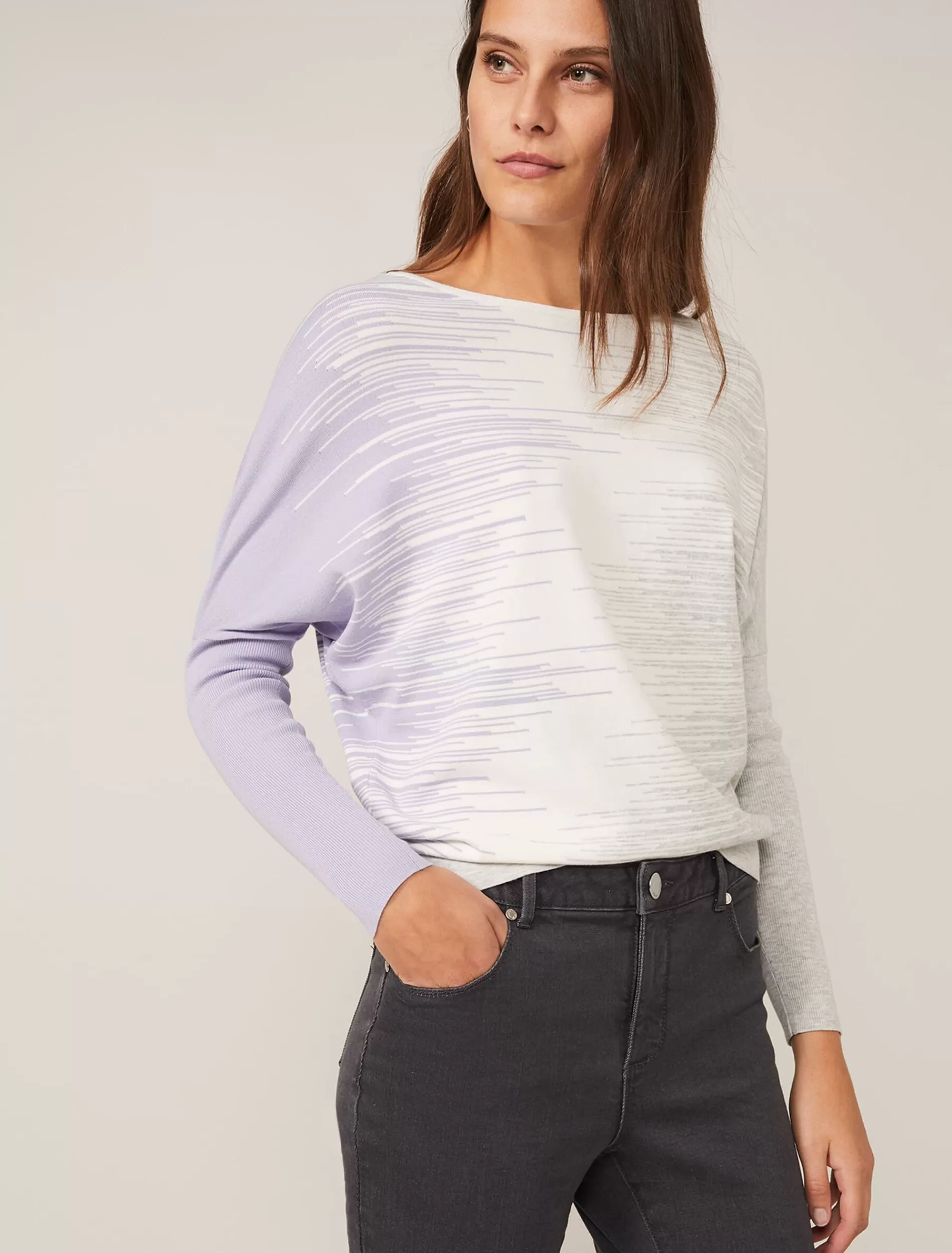 Phase Eight Ghislain Linear Intarsia Knit Soft Blue Best