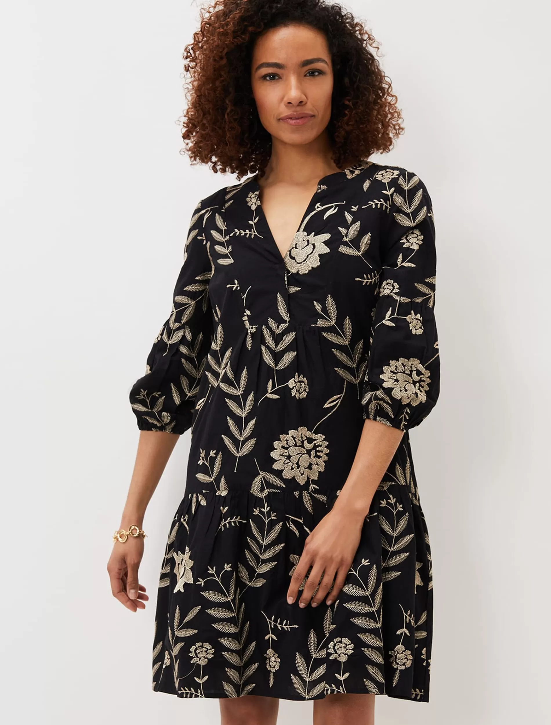Phase Eight Gina Embroidered Dress Black/Stone Fashion