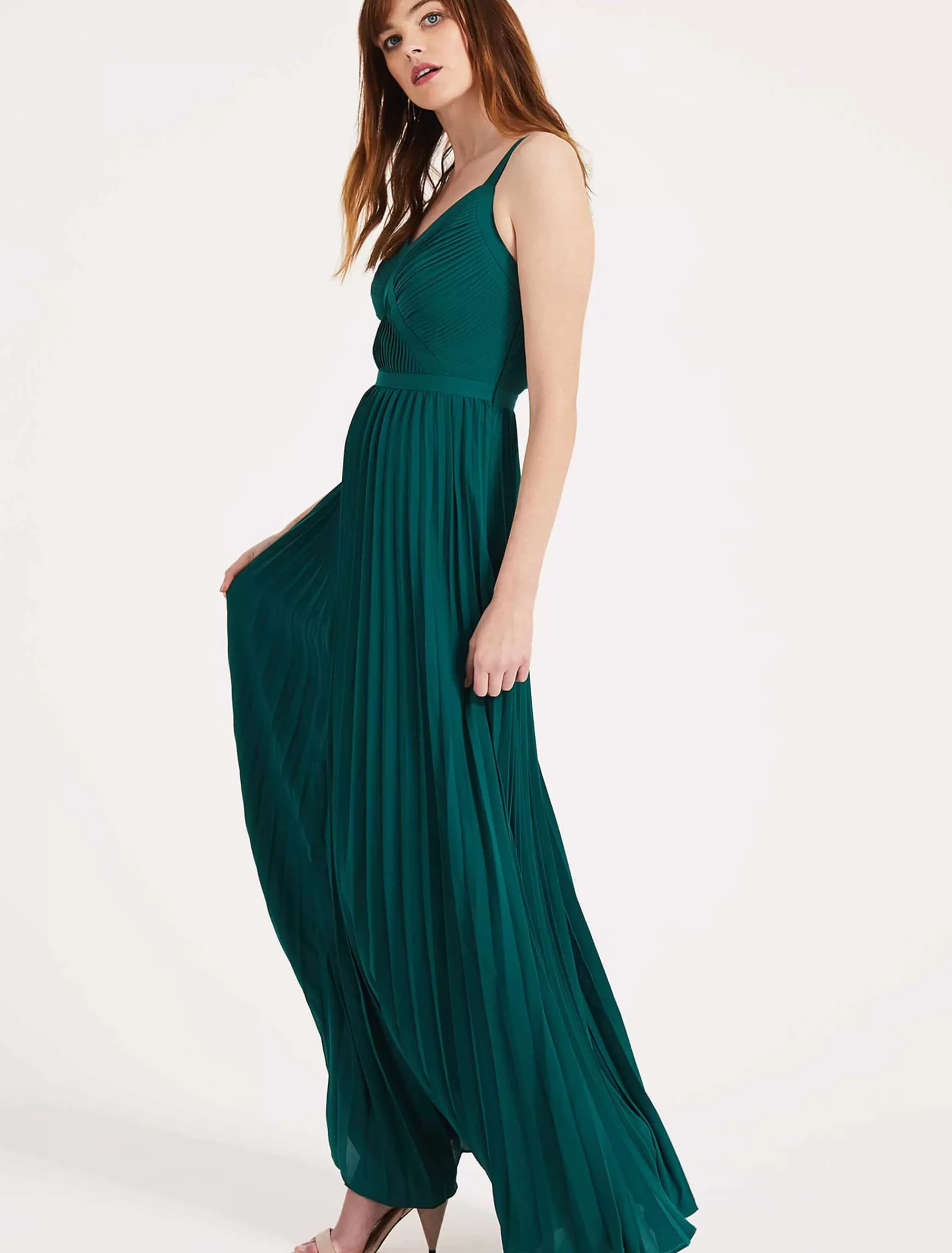 Phase Eight Giovanna Pleated Maxi Dress Jade Outlet