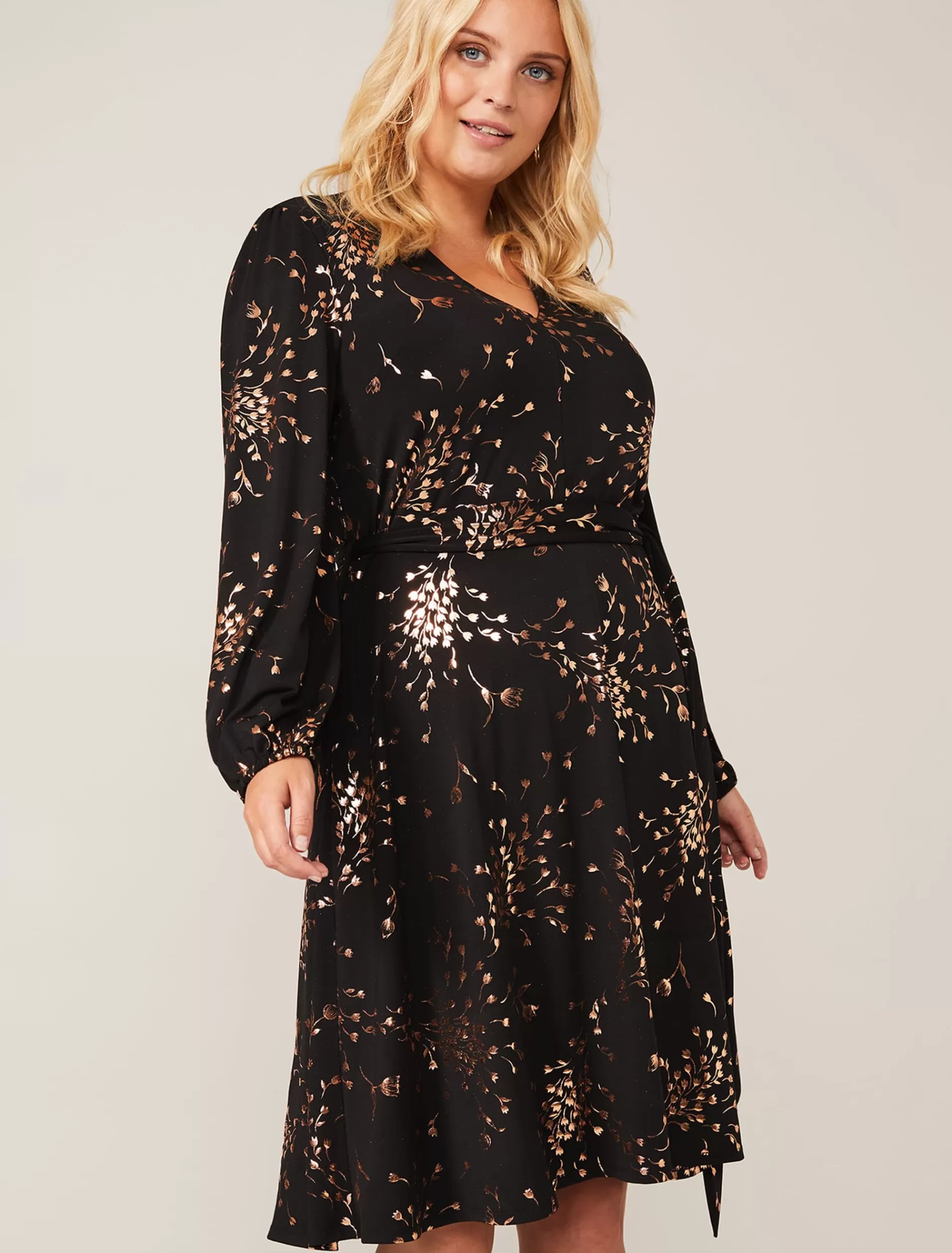 Phase Eight Giselle Foil Dress Black/Gold Flash Sale