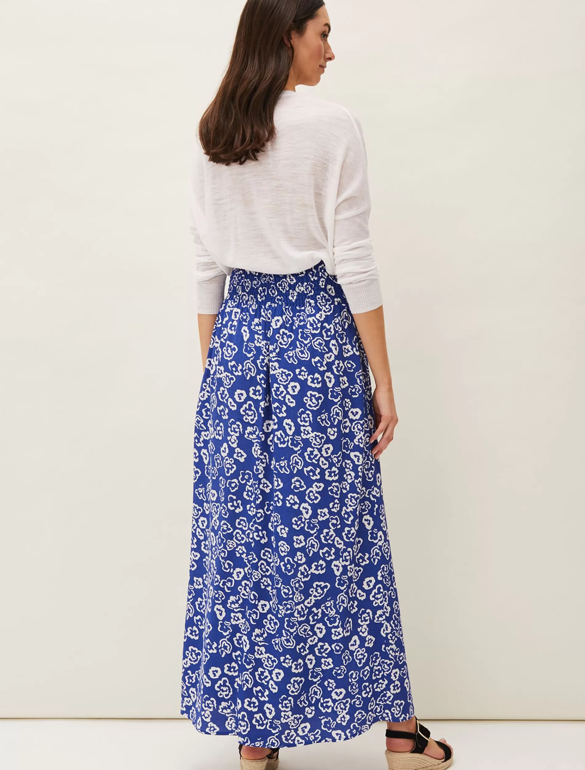 Phase Eight Grace Floral Maxi Skirt Cobalt/Ivory Best Sale