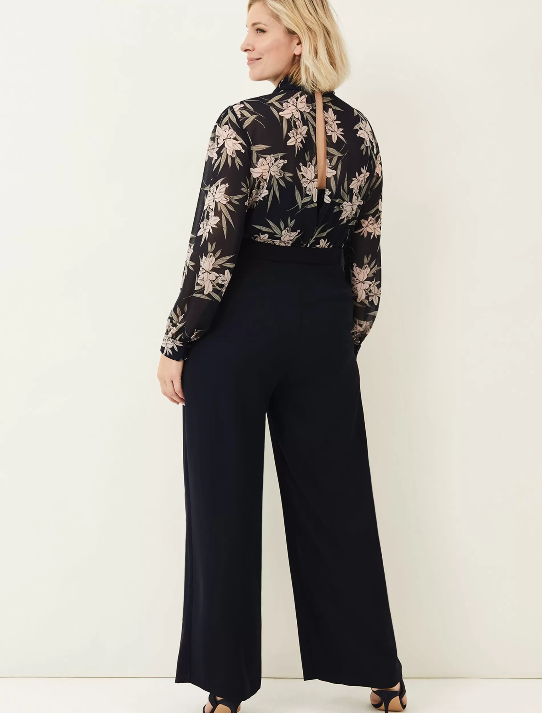 Phase Eight Gracen Palm Print Jumpsuit Navy/Multi Cheap