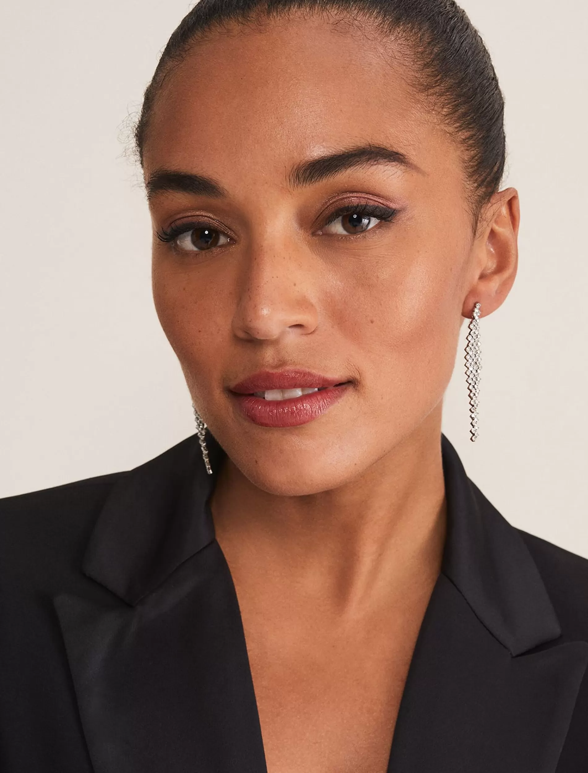 Phase Eight Graduated Stone Drop Earrings Silver Cheap