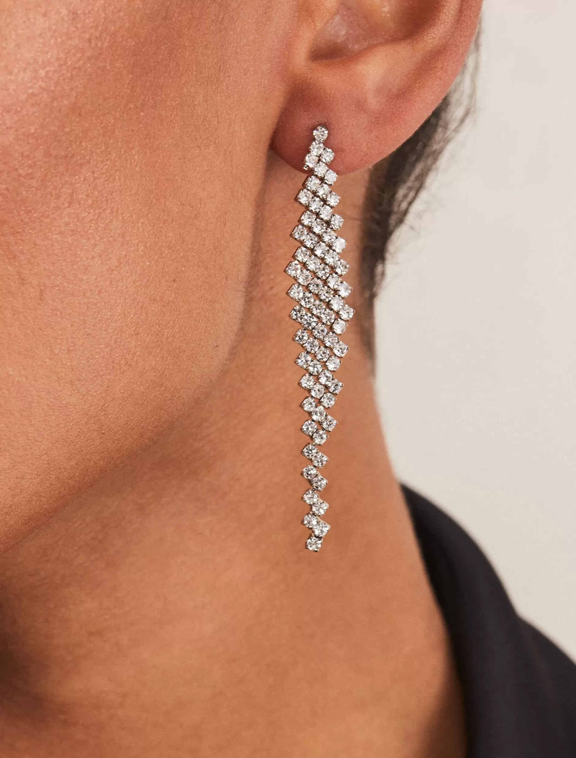 Phase Eight Graduated Stone Drop Earrings Silver Cheap