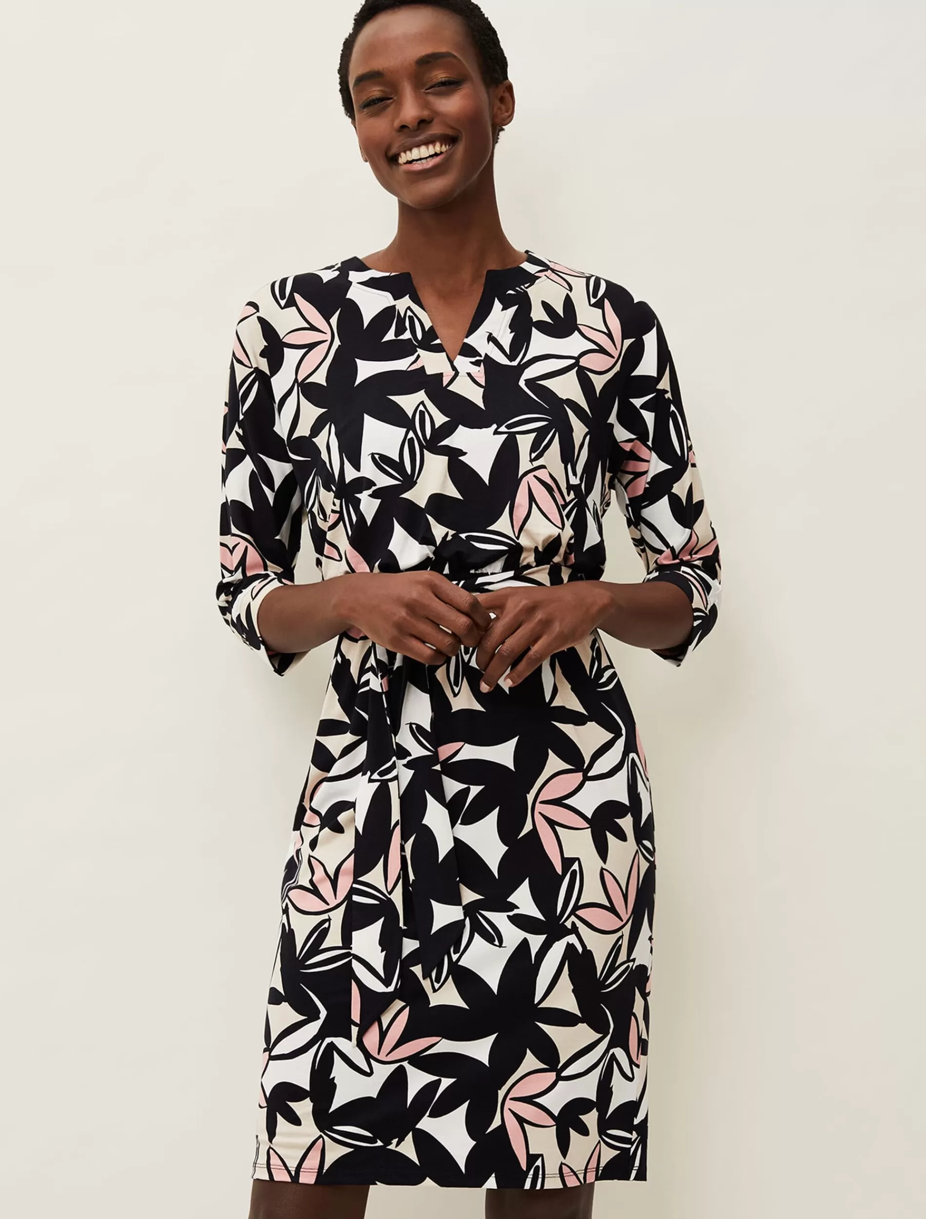 Phase Eight Gwin Leaf Print Dress Multi-Coloured Shop