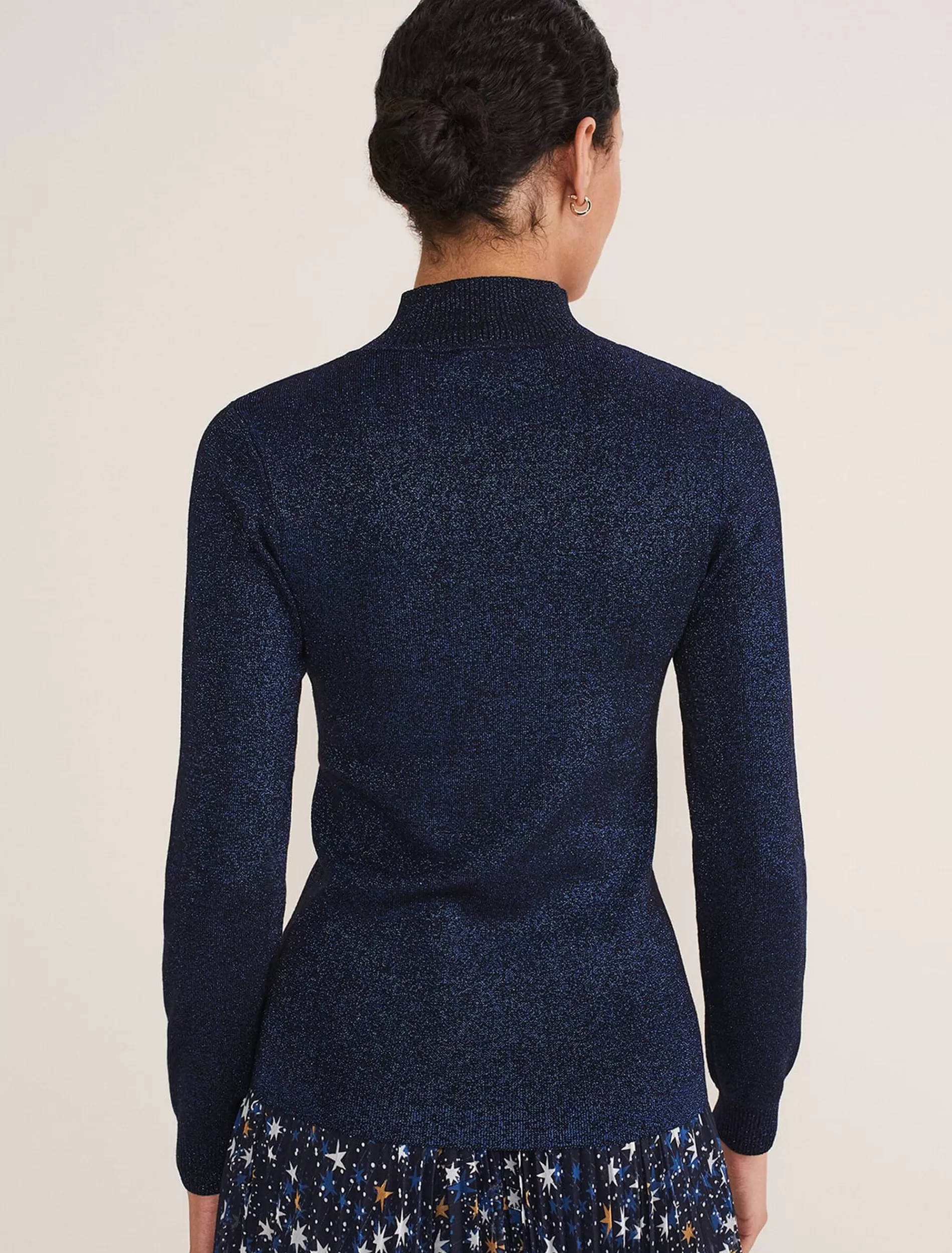 Phase Eight Gwyneth Lurex Knitted Jumper Midnight/Blue Outlet