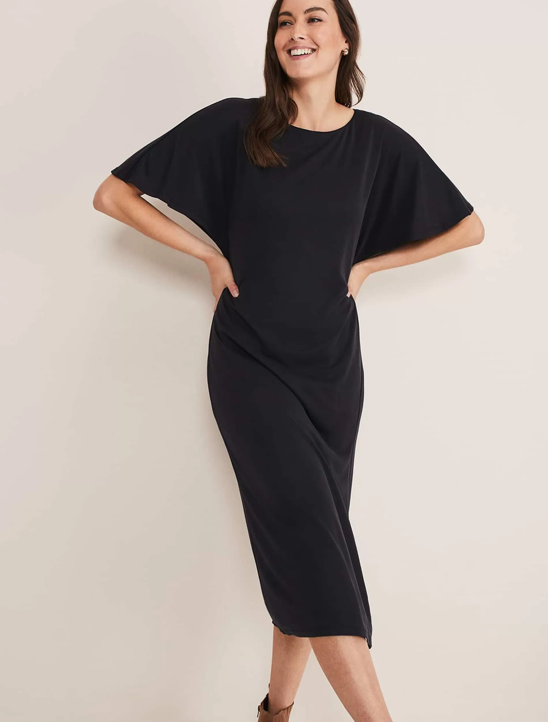 Phase Eight Haden Side Split Midi Dess Charcoal Outlet