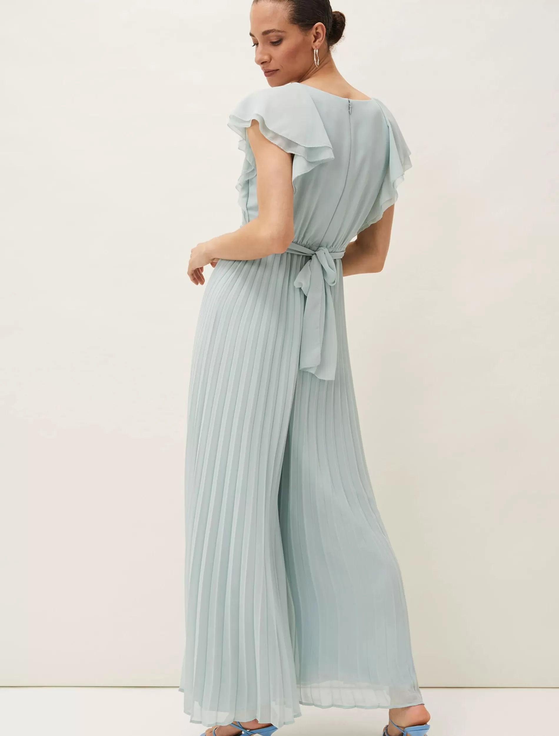 Phase Eight Hallie Pleated Wide Leg Jumpsuit Aquamarine Shop