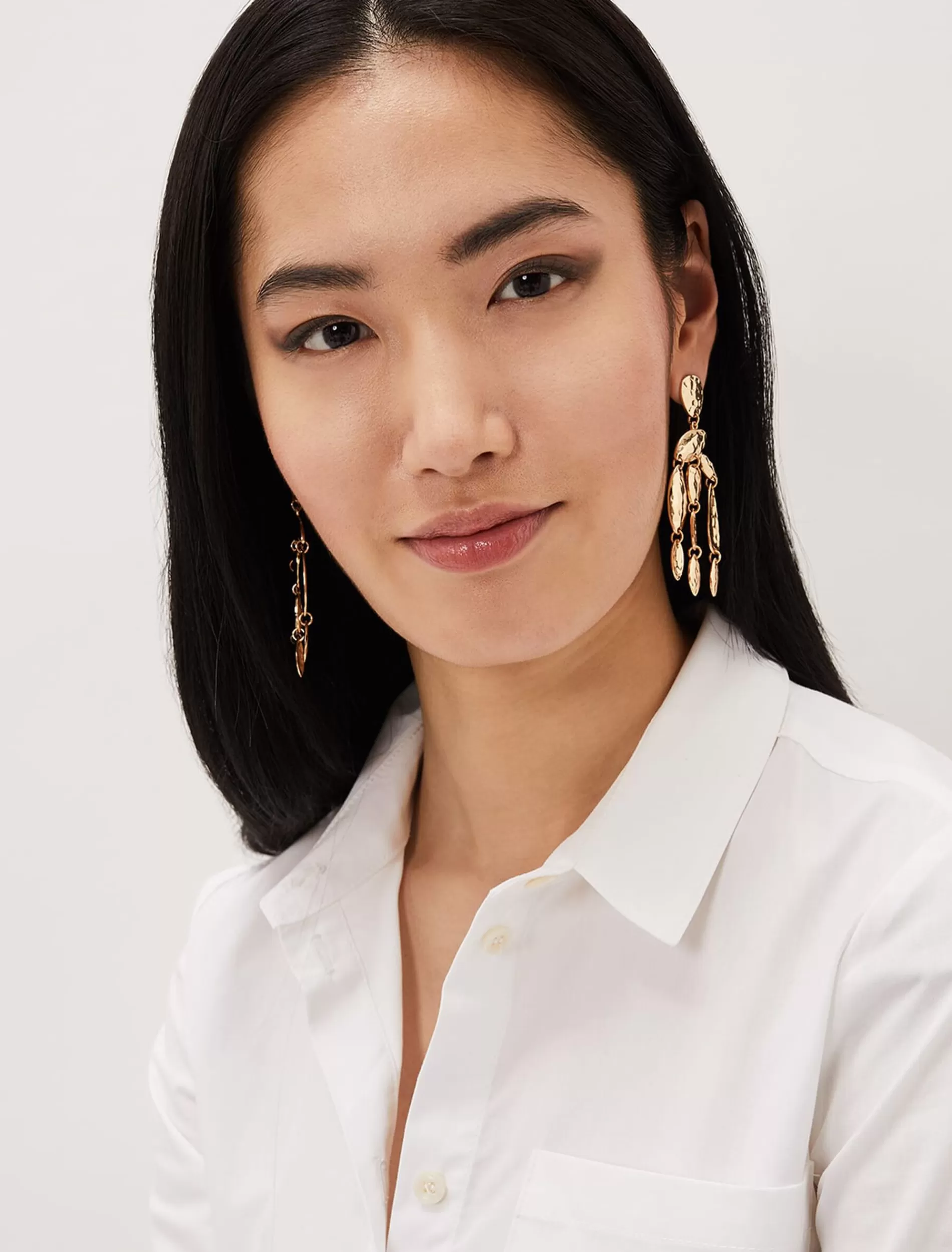 Phase Eight Hammered Finish Geo Shape Drop Earring Gold Cheap