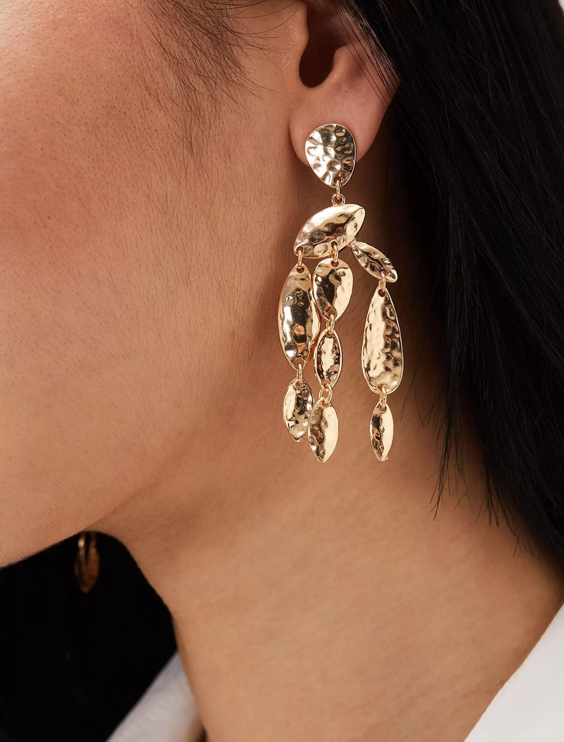 Phase Eight Hammered Finish Geo Shape Drop Earring Gold Cheap