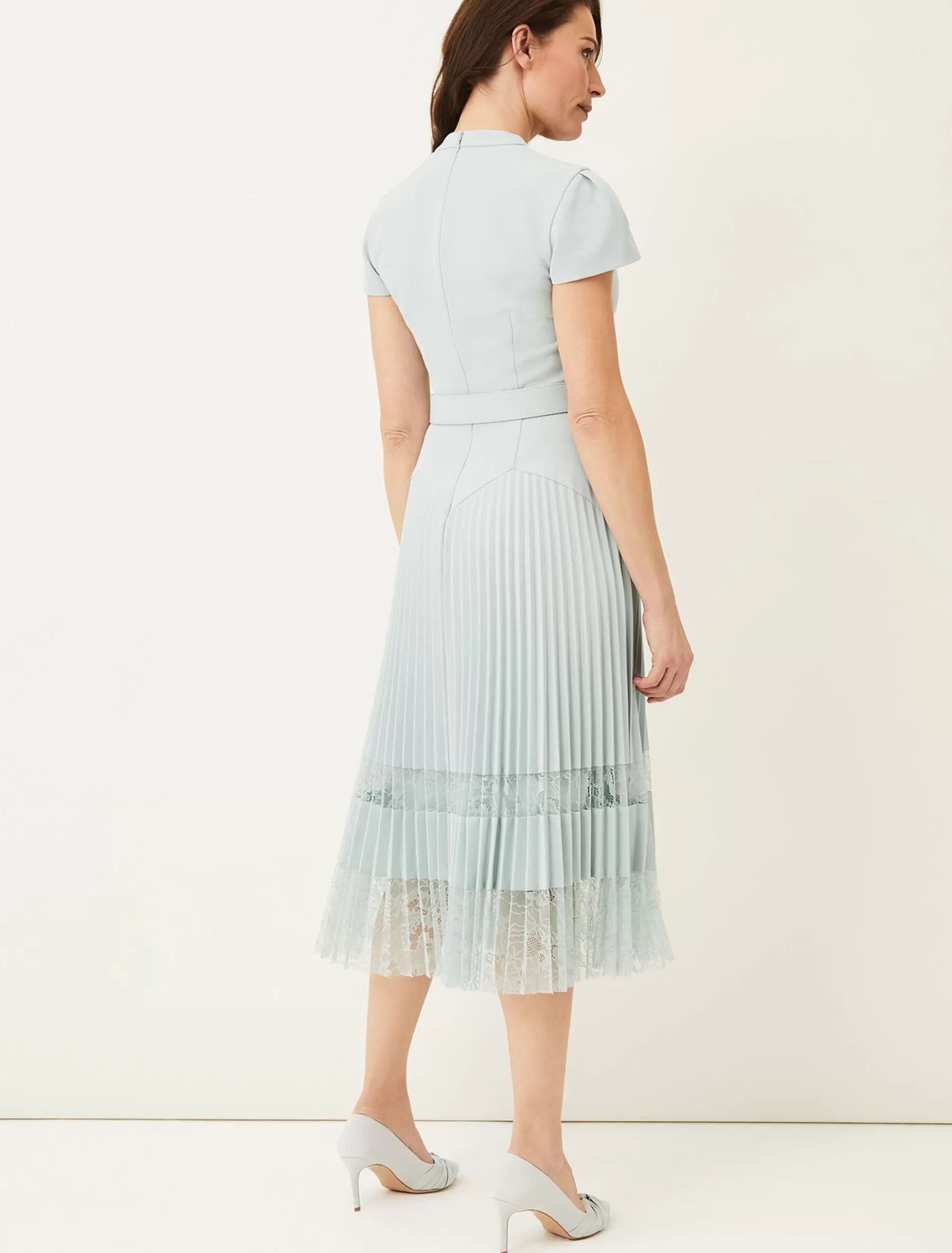 Phase Eight Hannah Pleated Lace Insert Dress Peppermint Discount