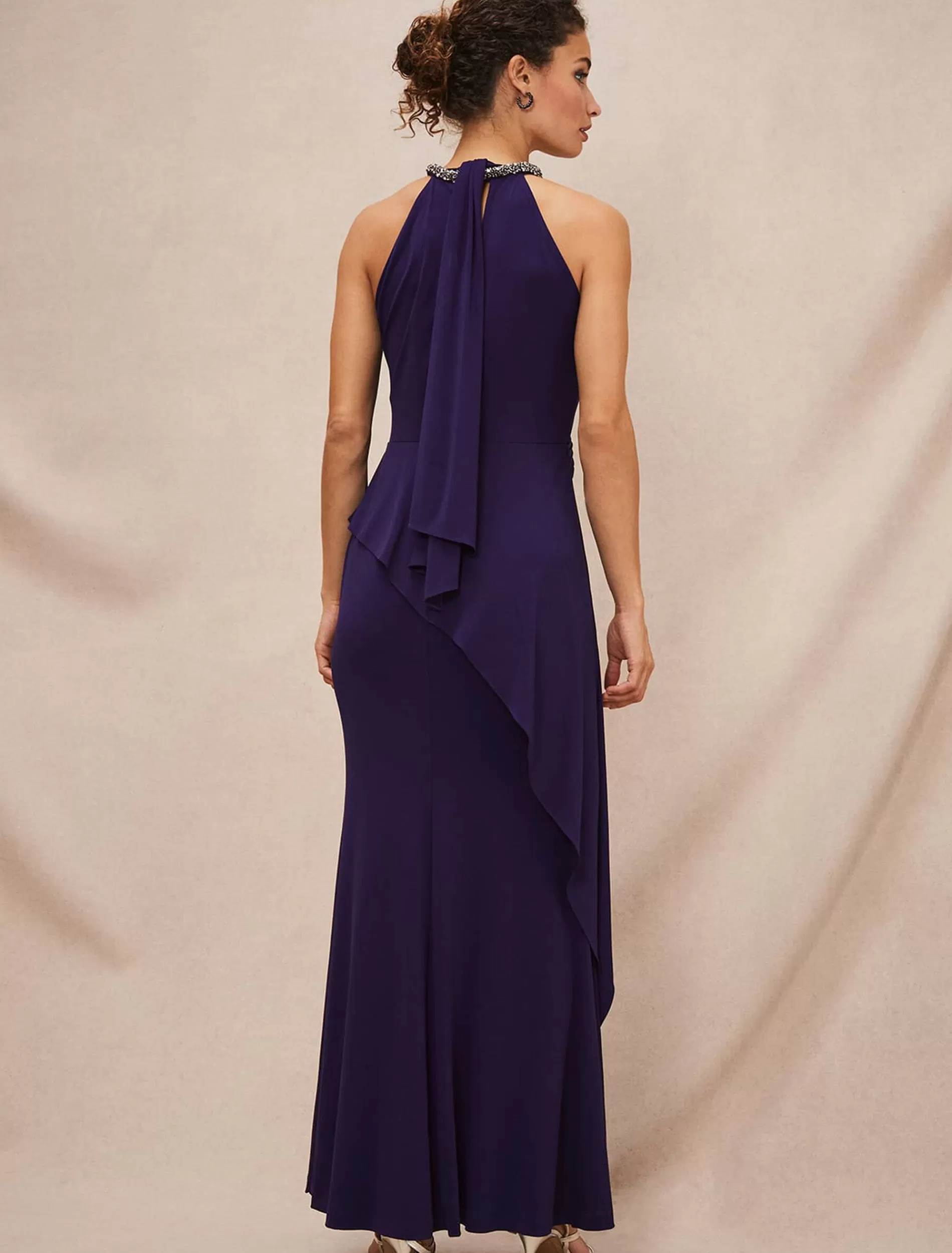 Phase Eight Harmony Jersey Embellished Maxi Dress Purple Hot