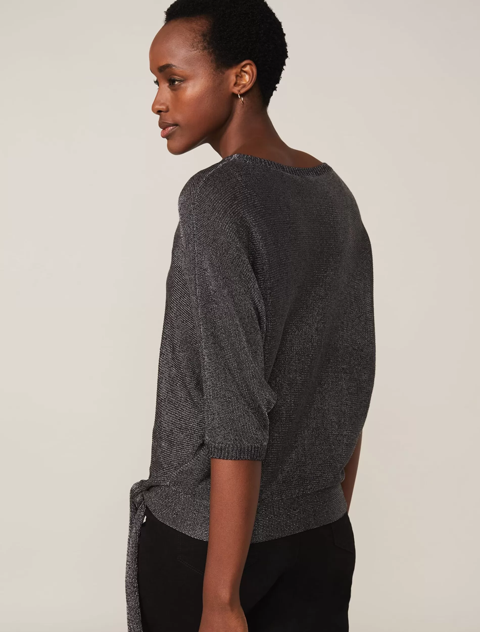 Phase Eight Harper Shimmer Knit Top Pewter Flash Sale