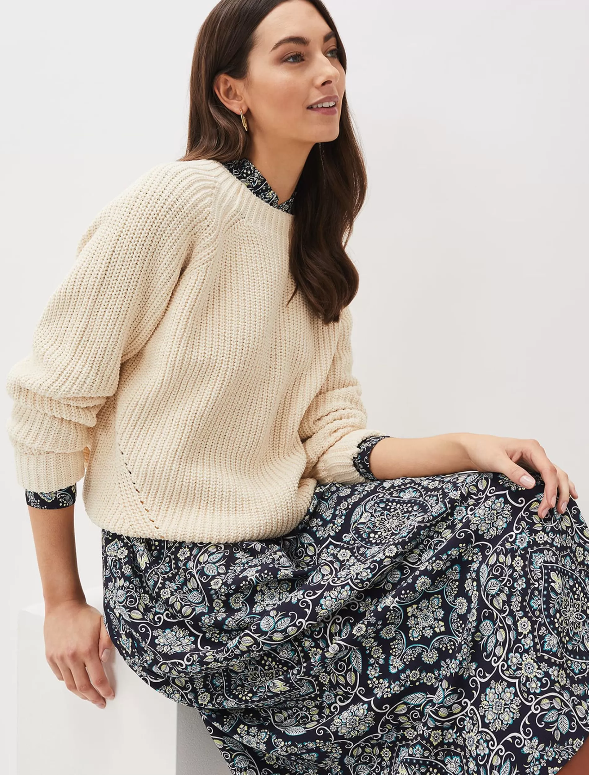 Phase Eight Harriet Open Stitch Knit Jumper Ivory Best Sale