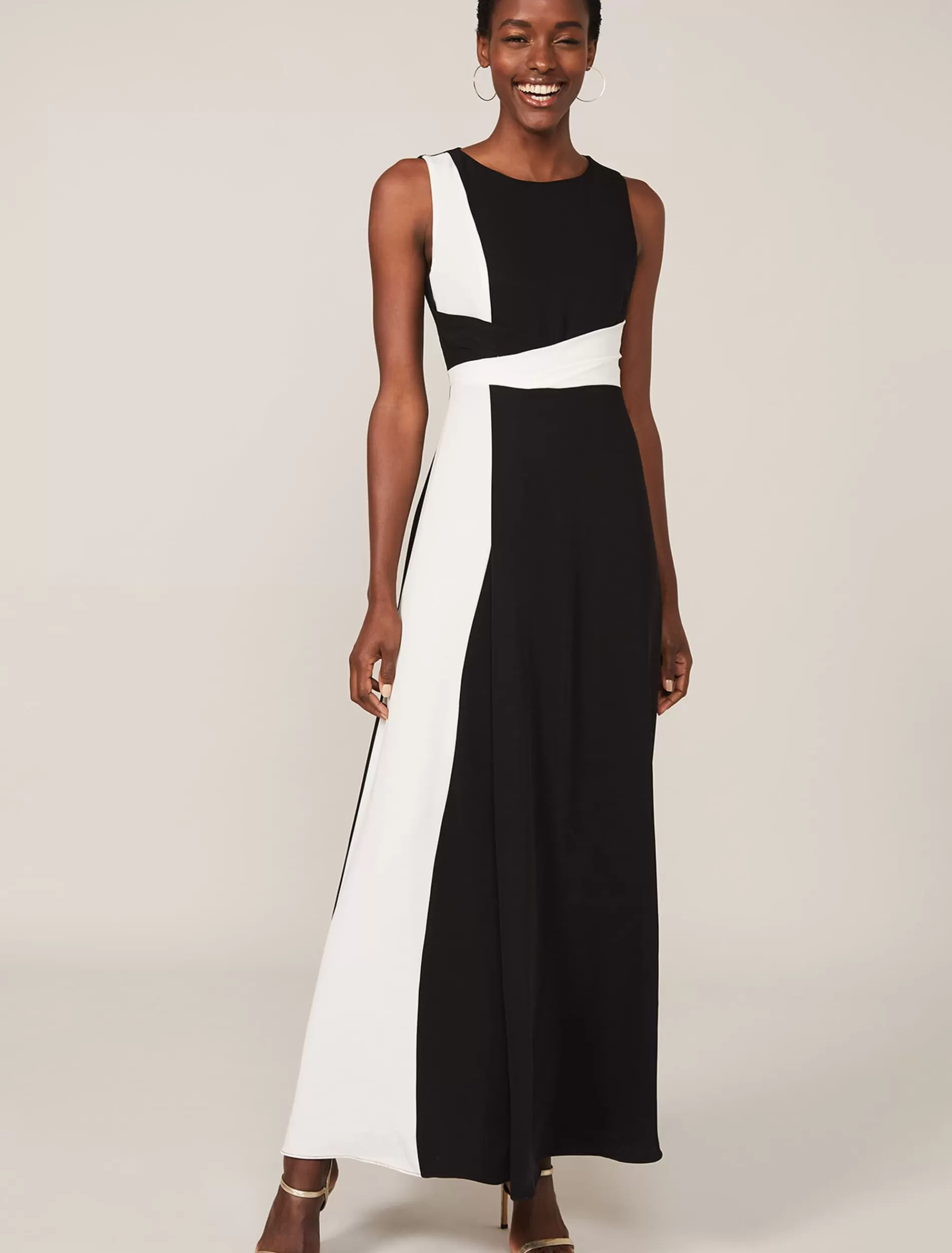Phase Eight Hatsy Contrast Maxi Dress Black/Ivory Flash Sale