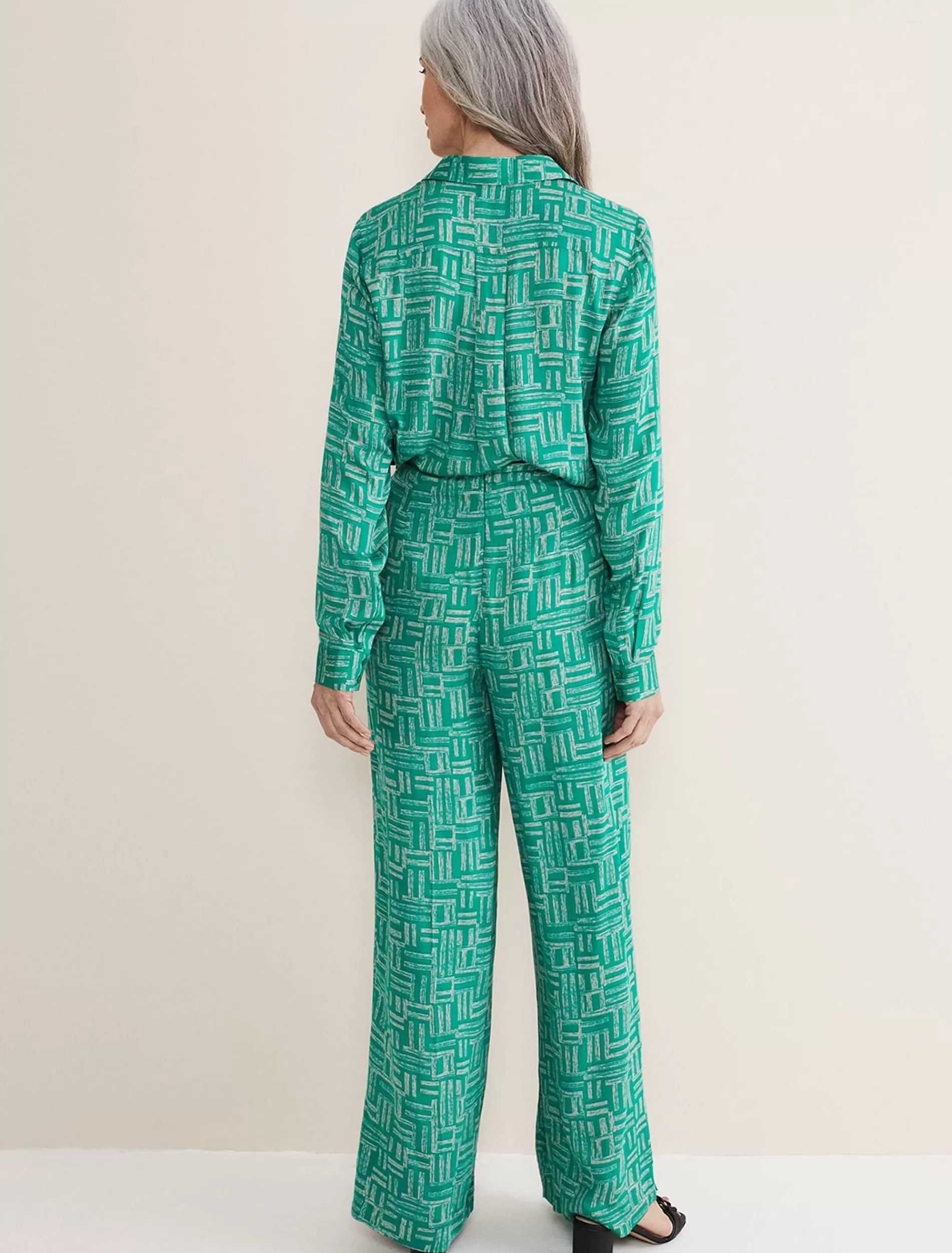 Phase Eight Hatty Wide Leg Trousers Green/Stone New