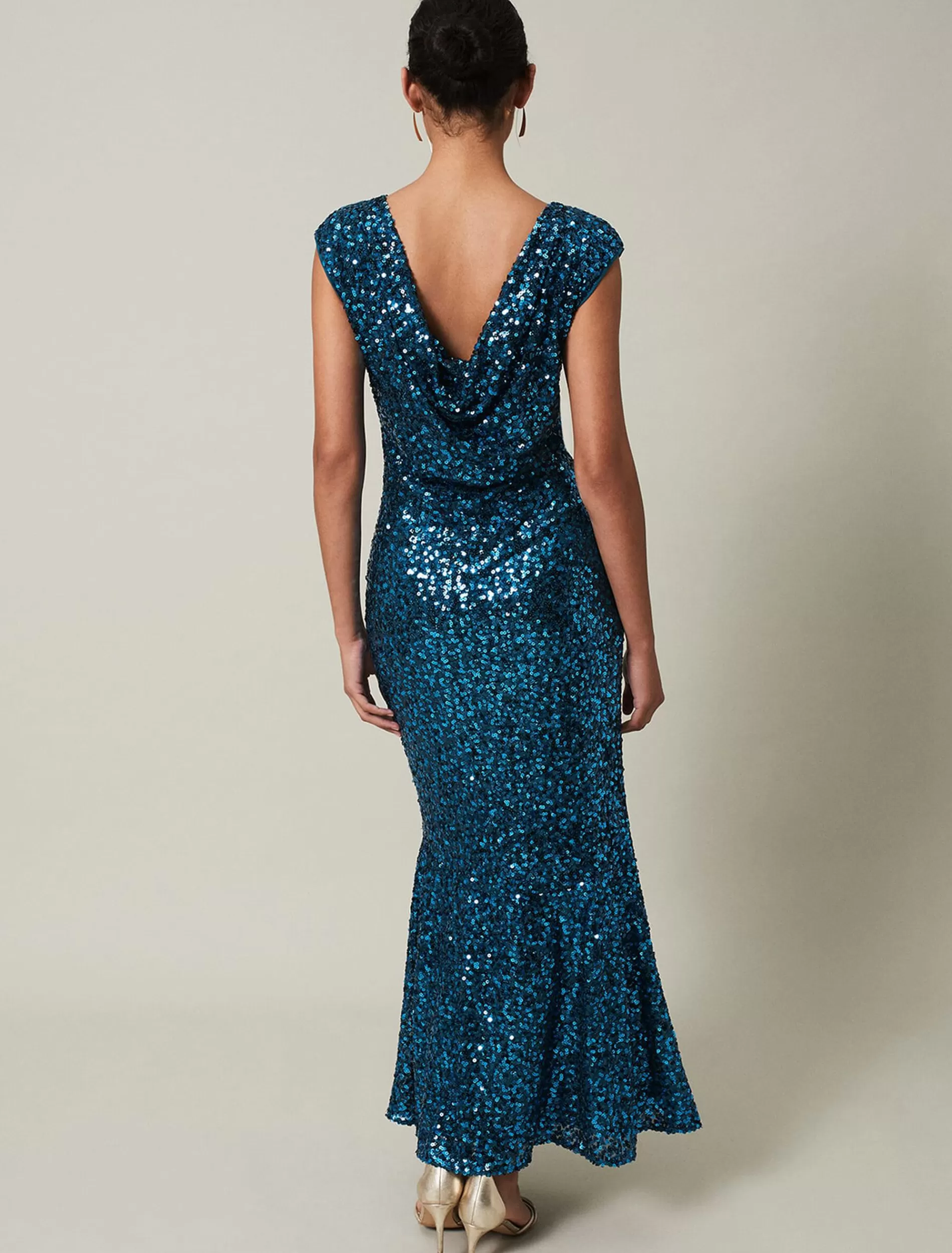 Phase Eight Haven Blue Sequin Maxi Dress Aquamarine Shop