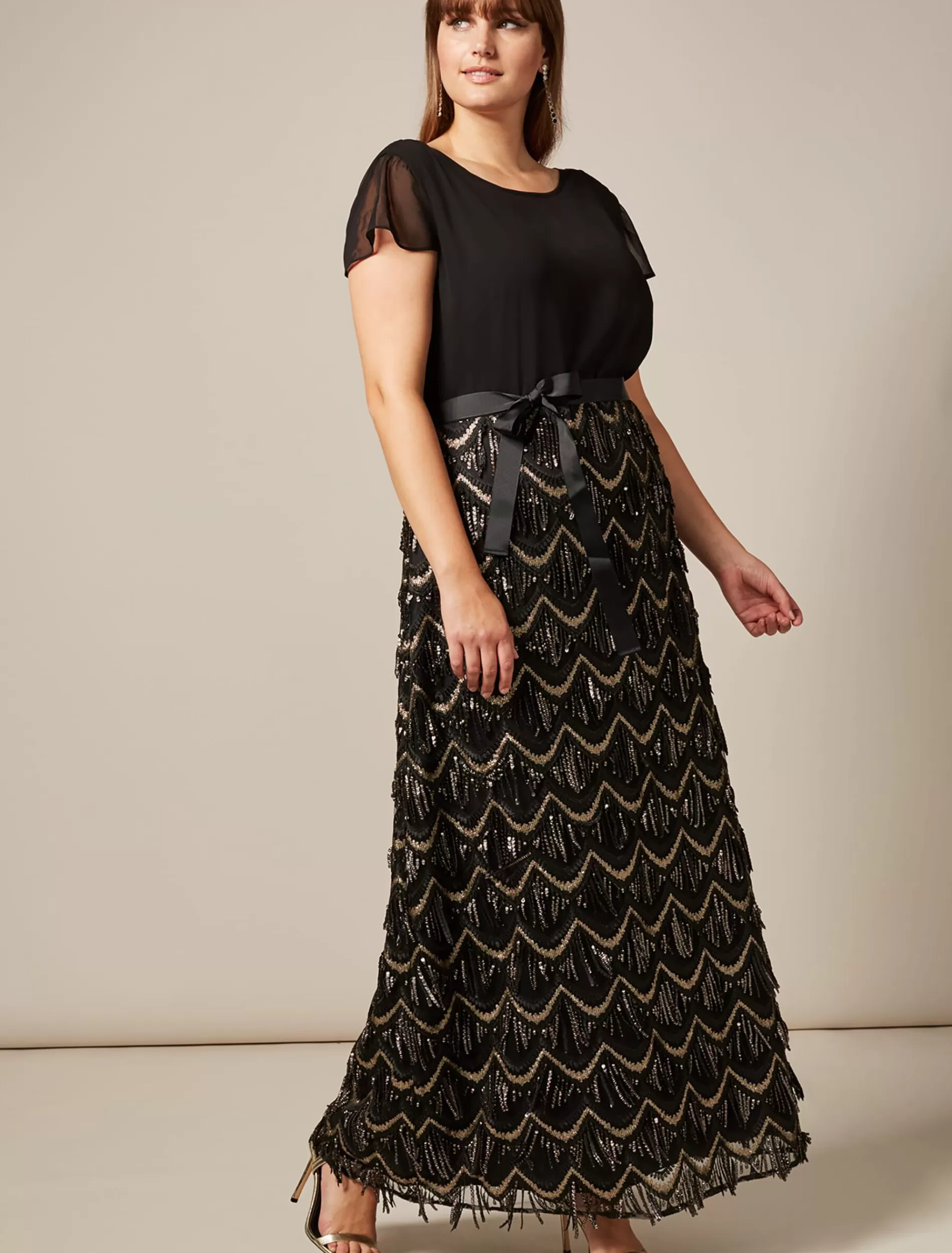 Phase Eight Hazel Sequin Maxi Dress Black Clearance