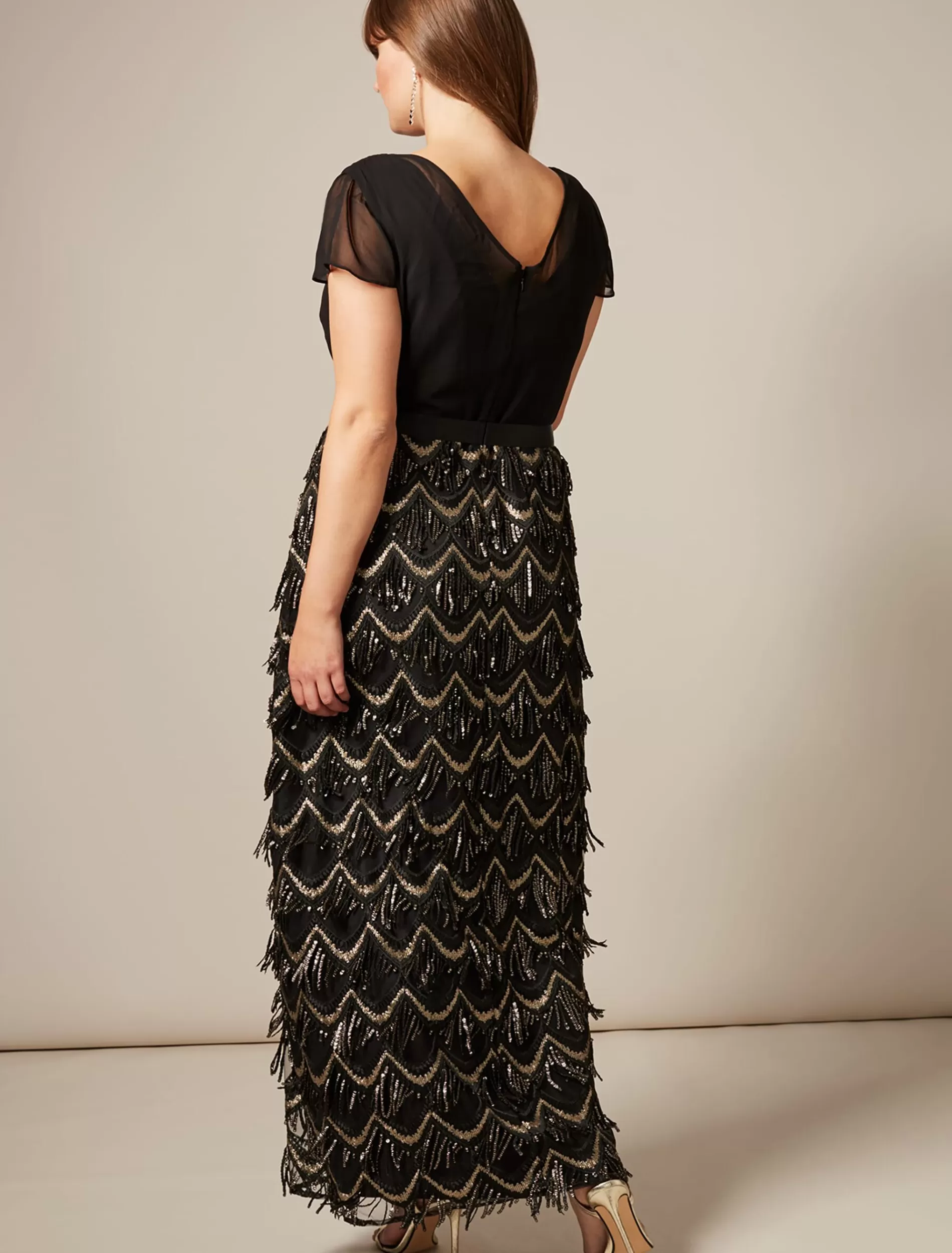 Phase Eight Hazel Sequin Maxi Dress Black Clearance