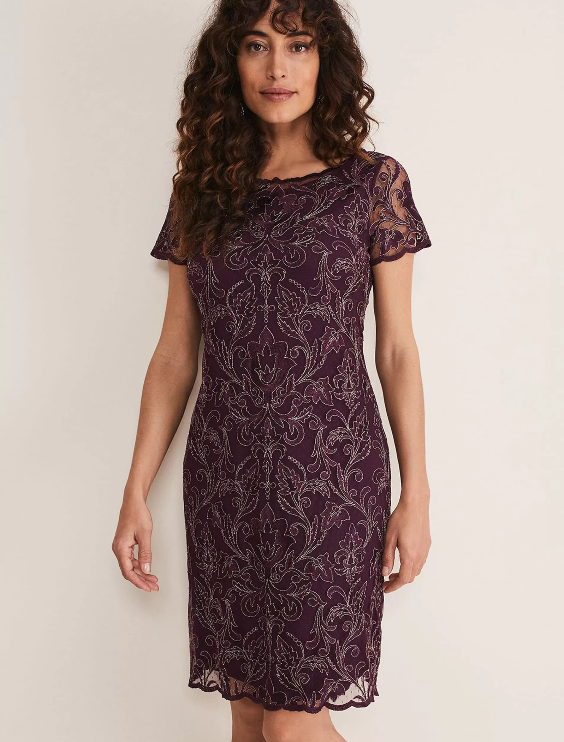 Phase Eight Heather Embroidered Dress Plum Flash Sale