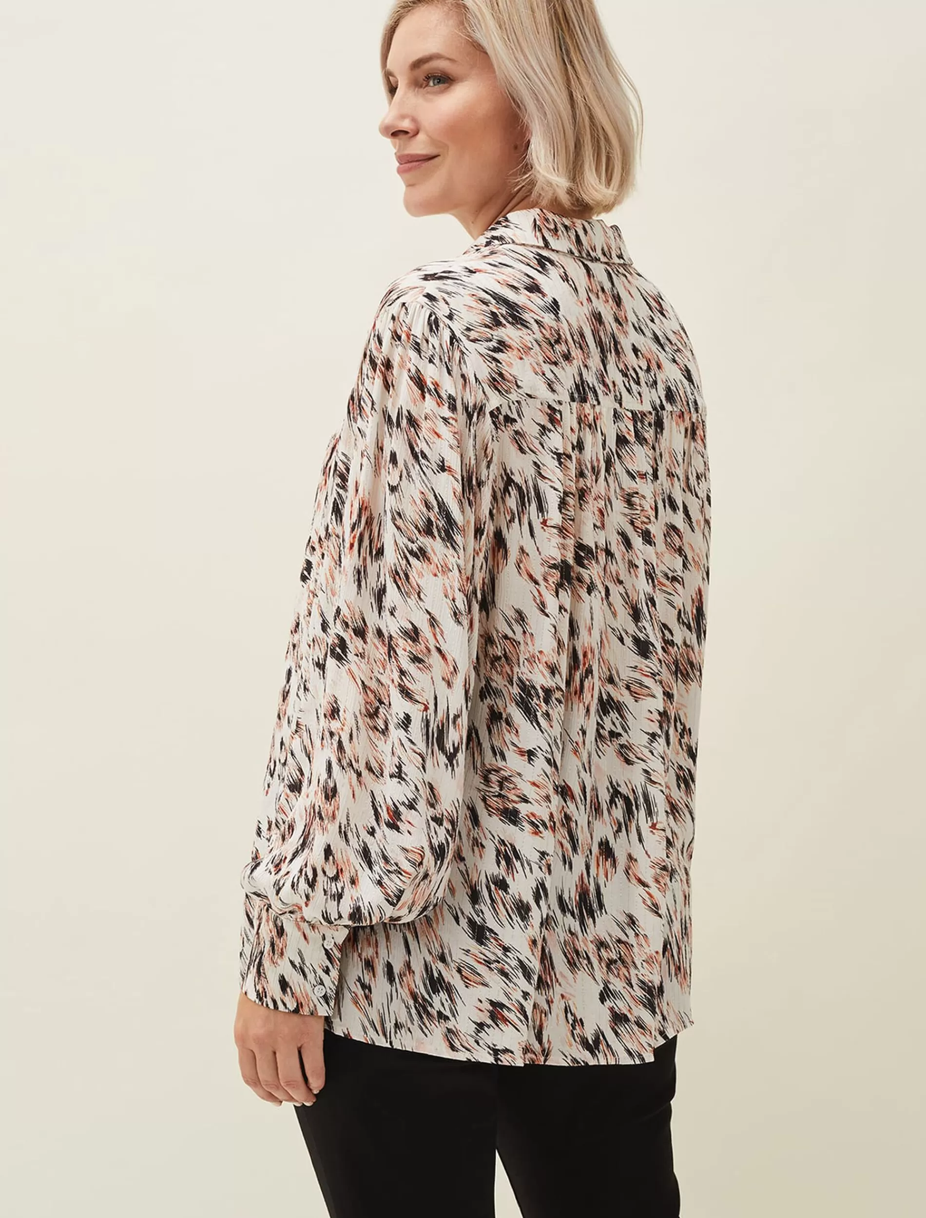 Phase Eight Helen Abstract Feather Print Blouse Ivory Sale