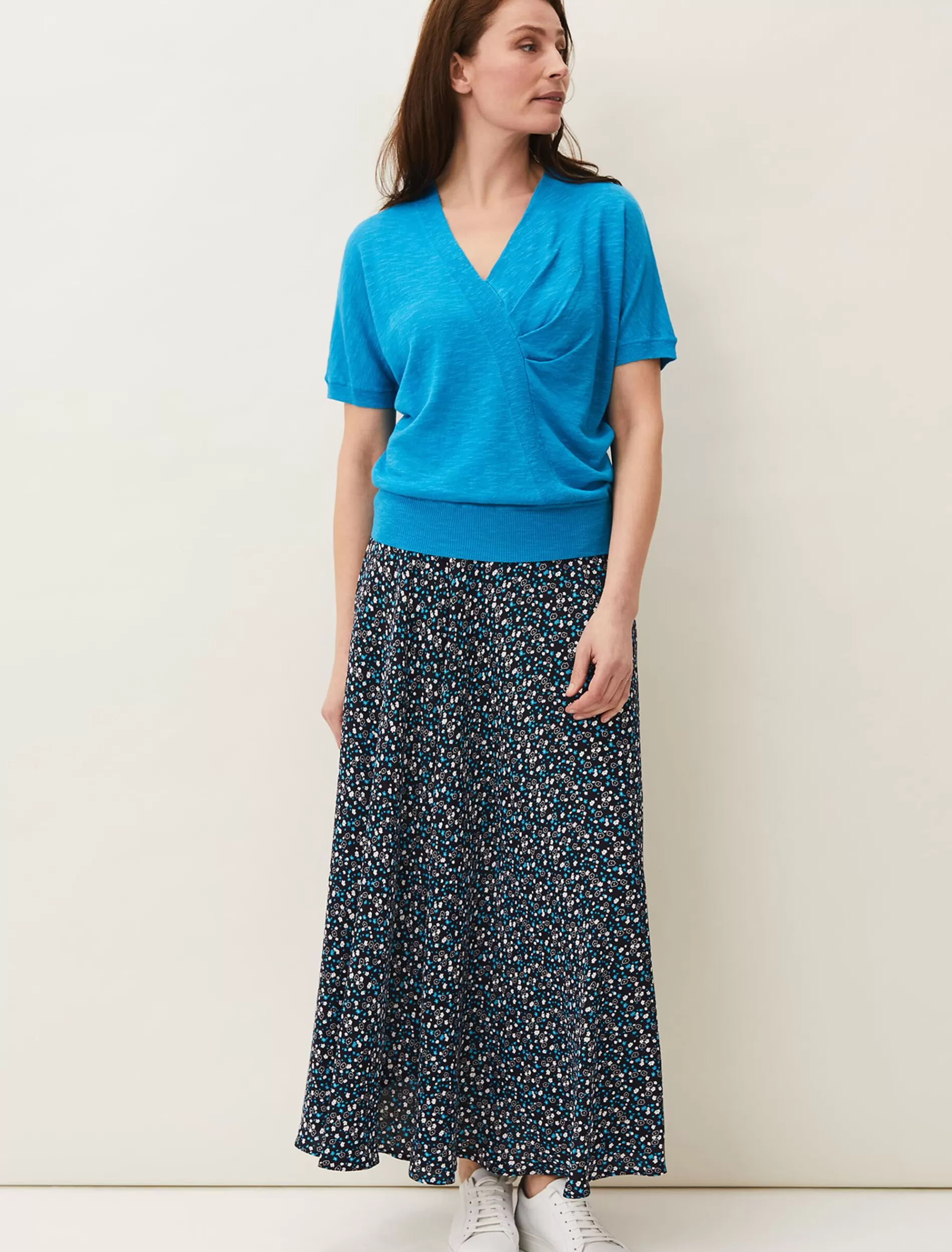 Phase Eight Hermonia Floral Maxi Skirt Navy Multi Flash Sale