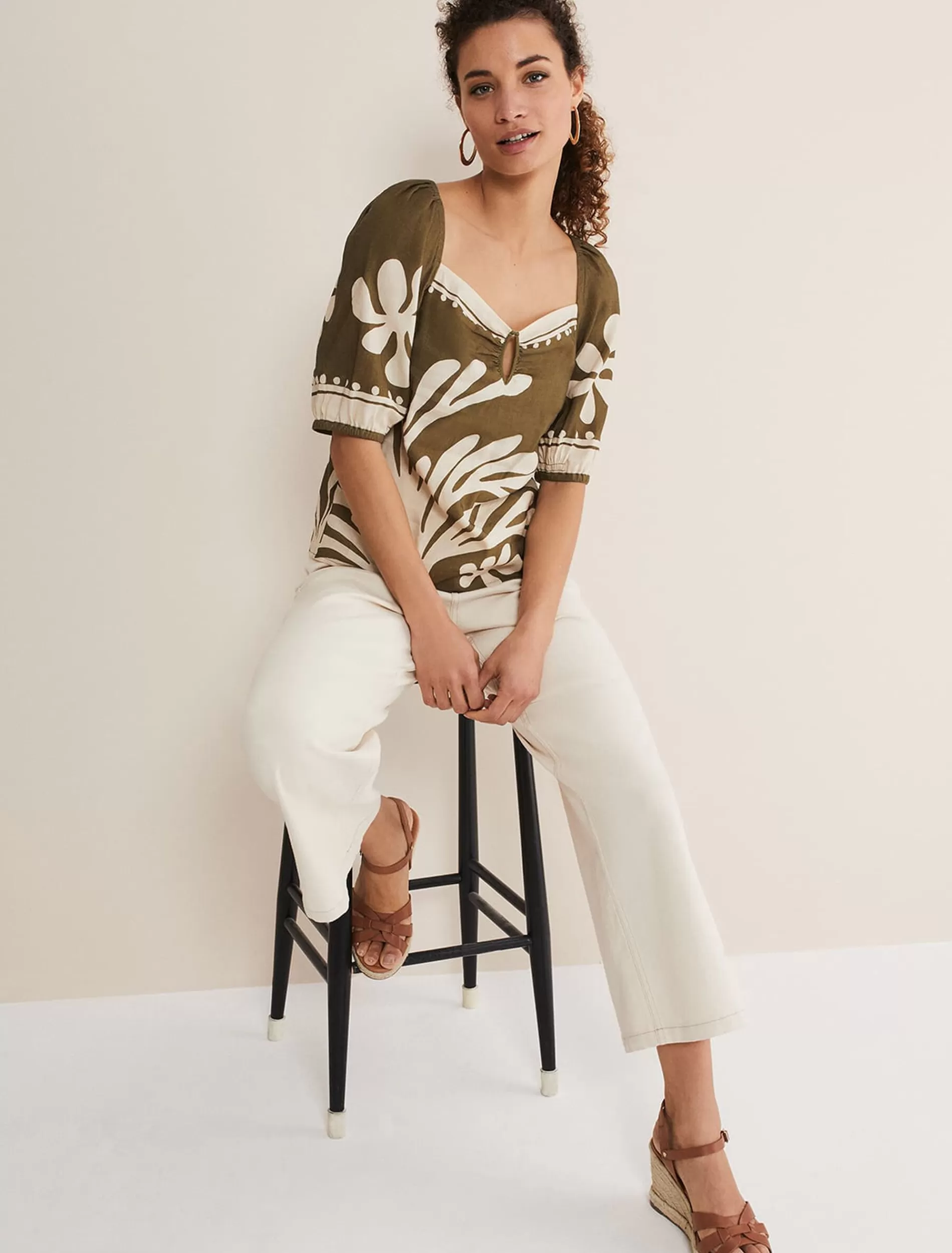 Phase Eight Hesta Linen Top Olive Cheap