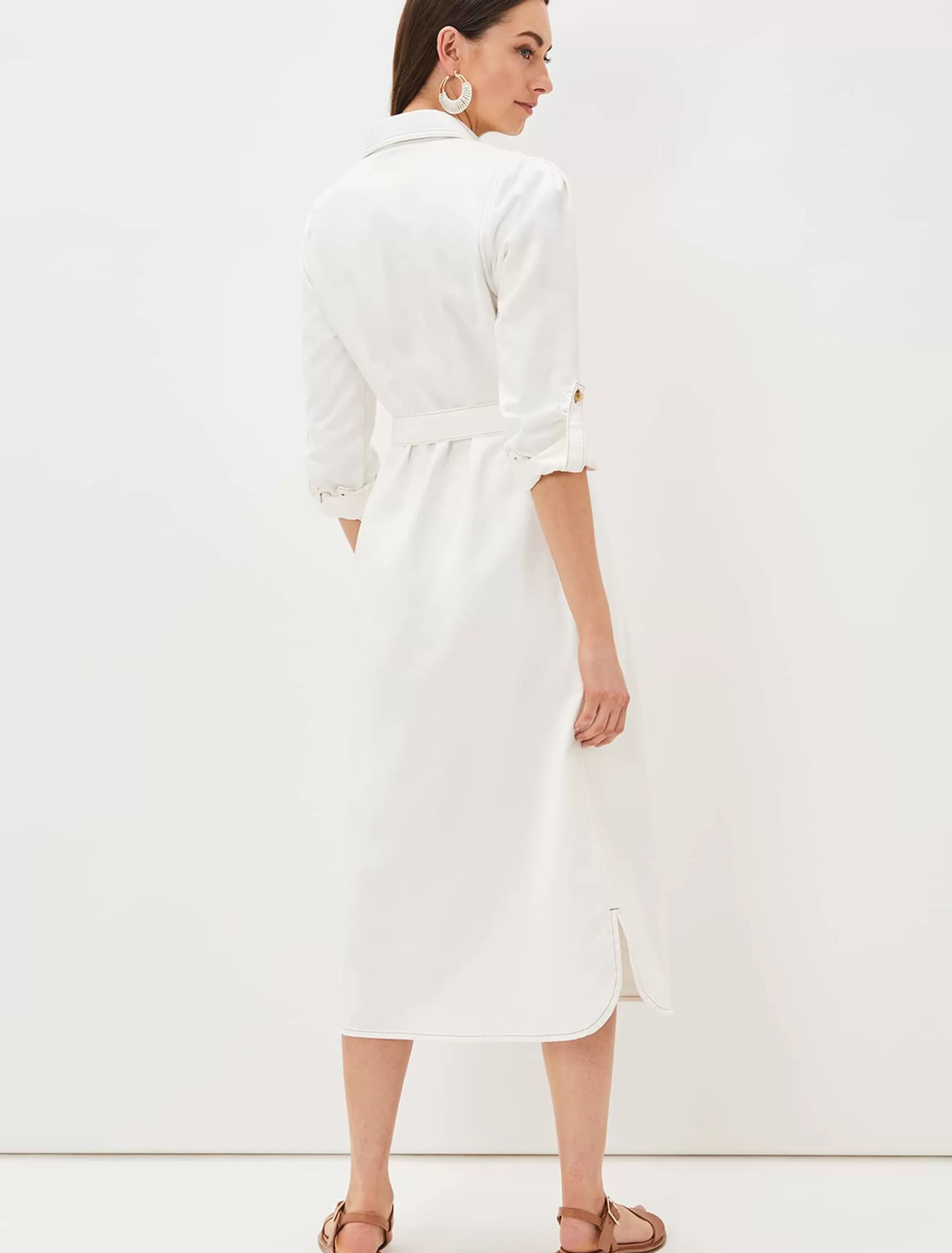 Phase Eight Hettie Denim Shirt Dress Putty White Store