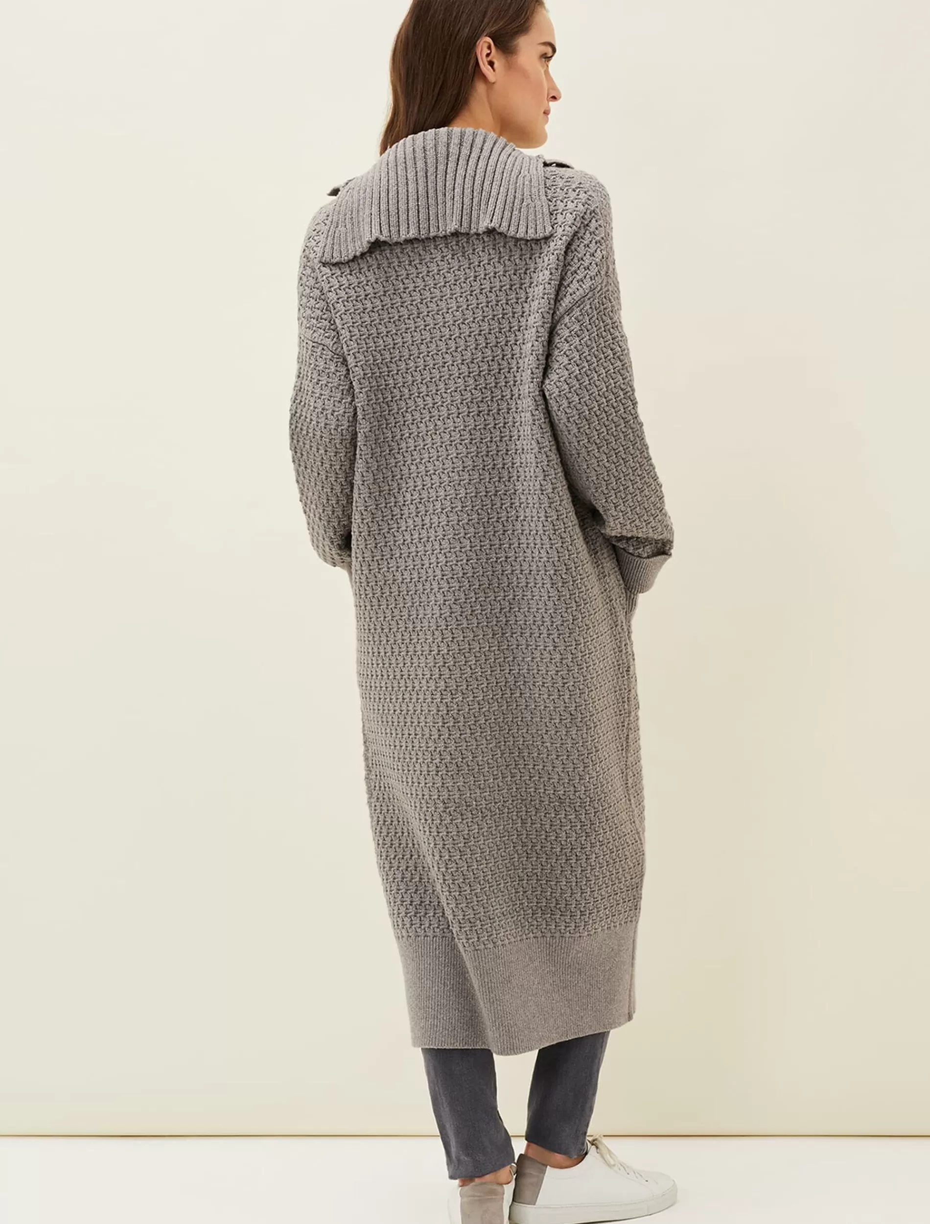 Phase Eight Holly Chunky Knitted Coat Charcoal New