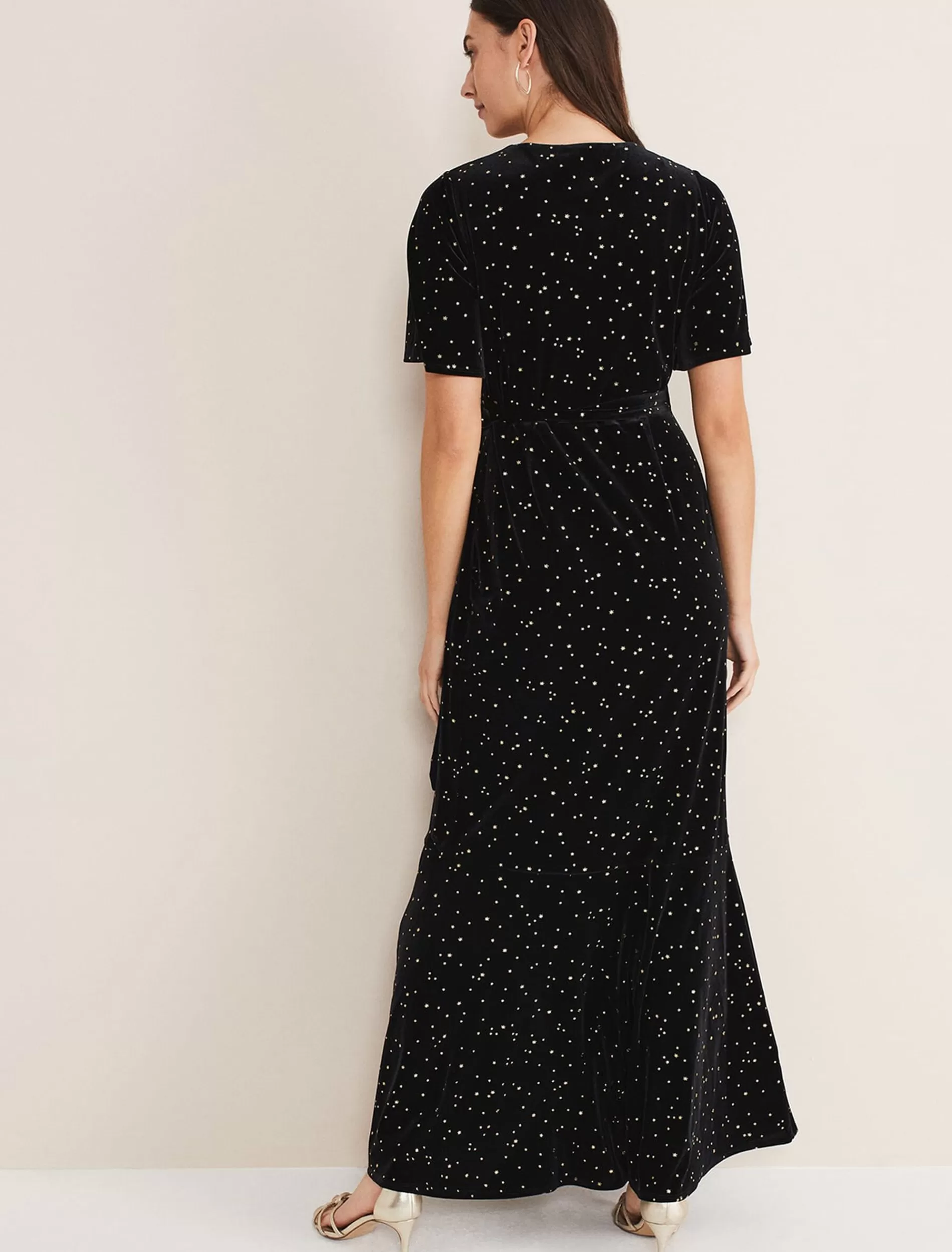 Phase Eight Holly Velvet Star Wrap Maxi Dress Black Fashion