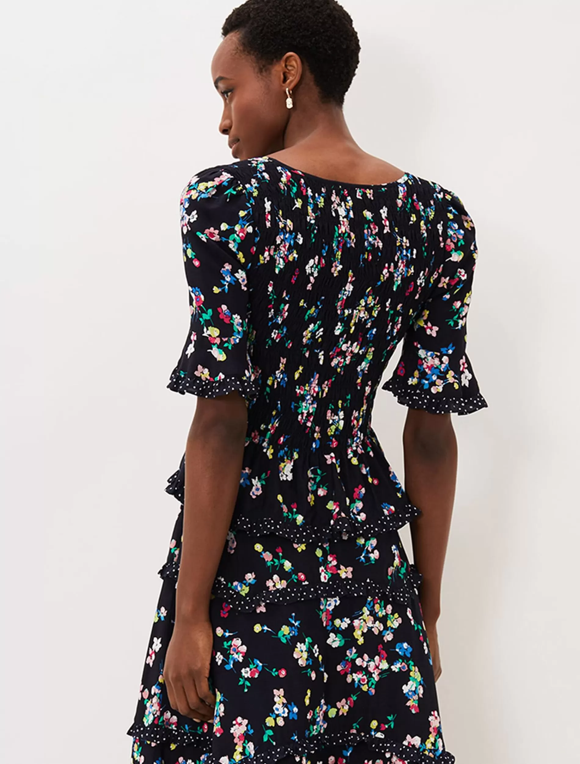 Phase Eight Hudson Floral Co-Ord Blouse Black/Ivory Outlet