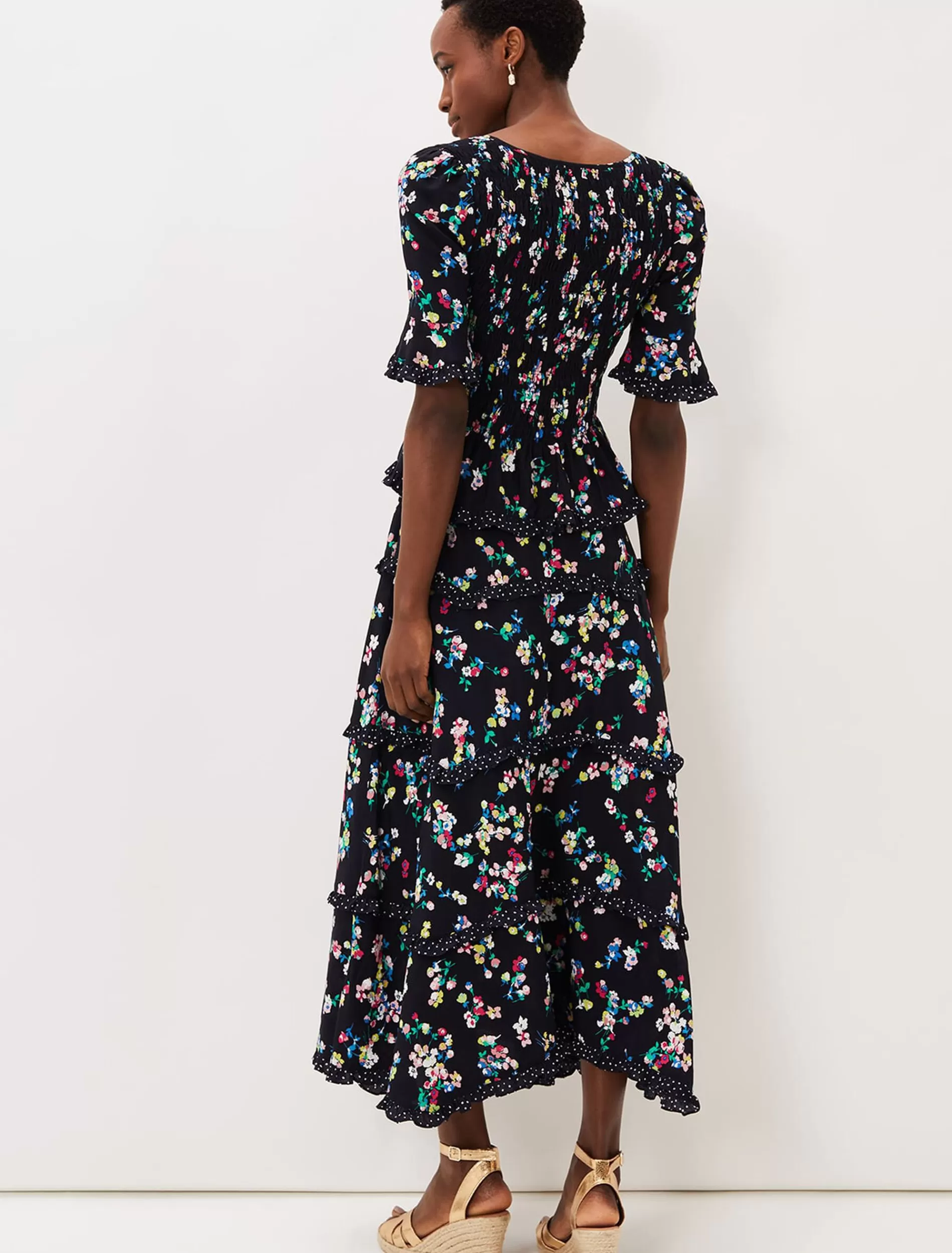 Phase Eight Hudson Floral Tiered Co-Ord Skirt Black/Ivory Best