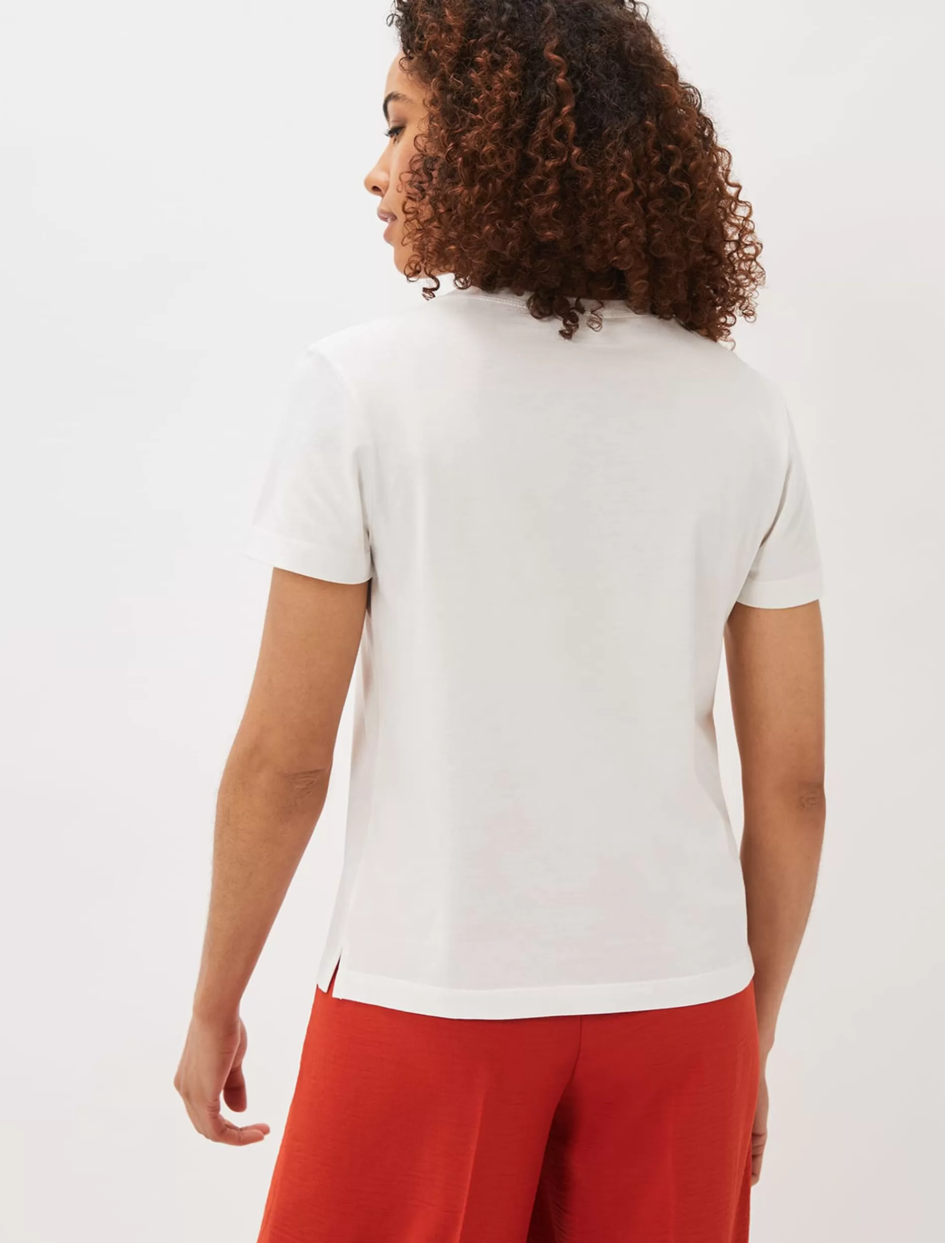 Phase Eight Huntly Stitch Detail T-Shirt Ivory Store