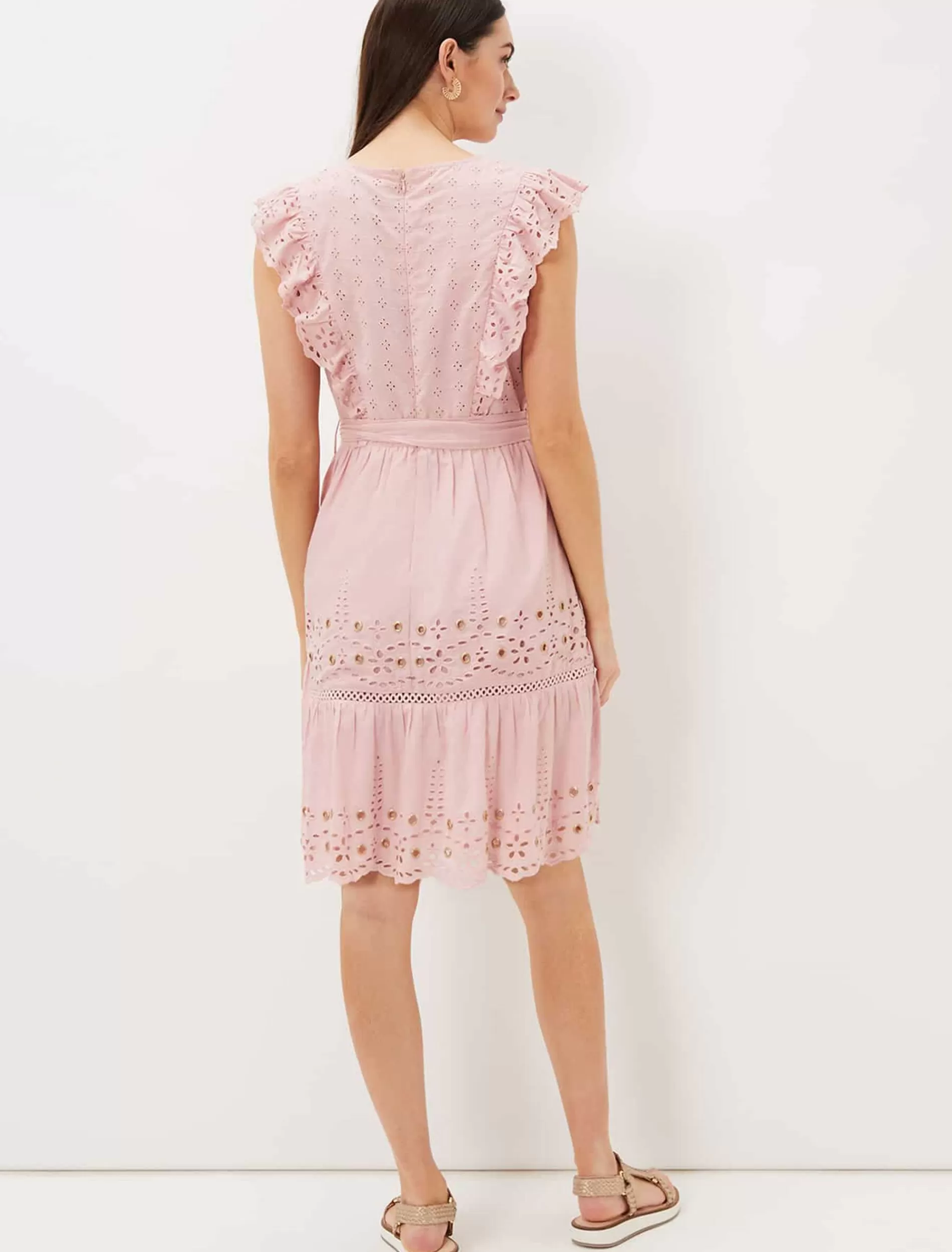 Phase Eight Illa Broderie Tea Dress Pale Pink Cheap