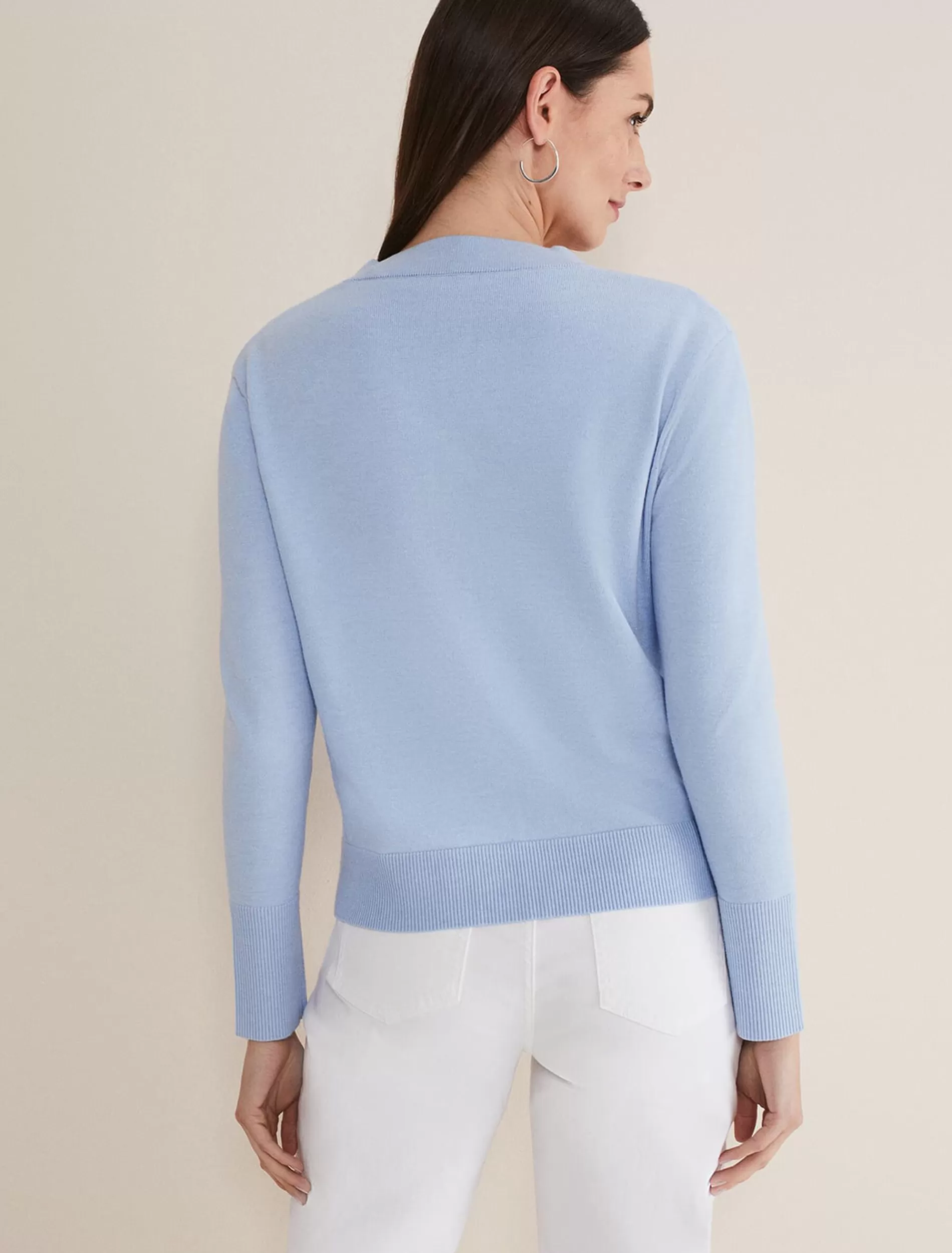 Phase Eight Ima Fine Knit V- Neck Cardigan Pale Blue Online