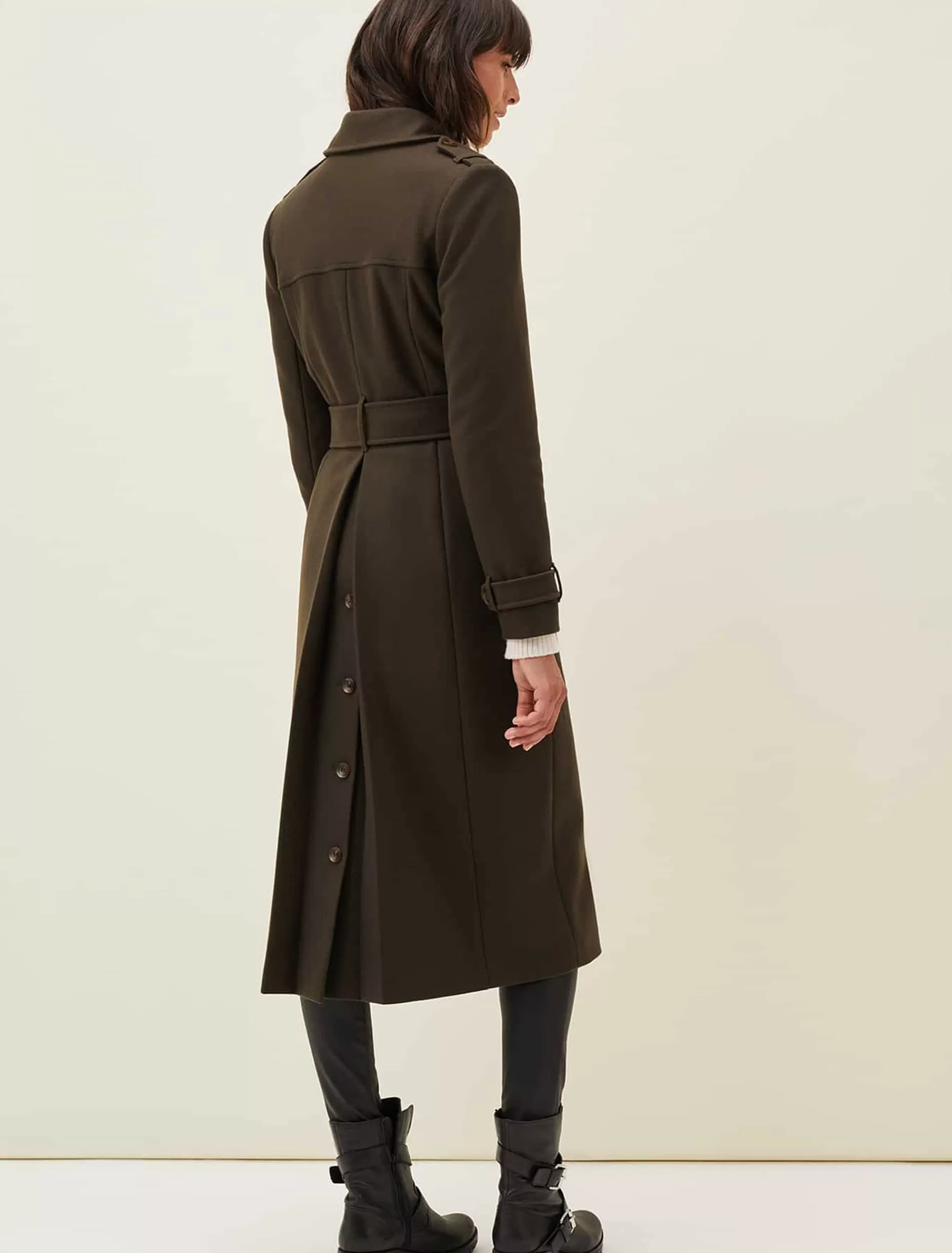 Phase Eight Imie Wool Trench Coat Olive Clearance