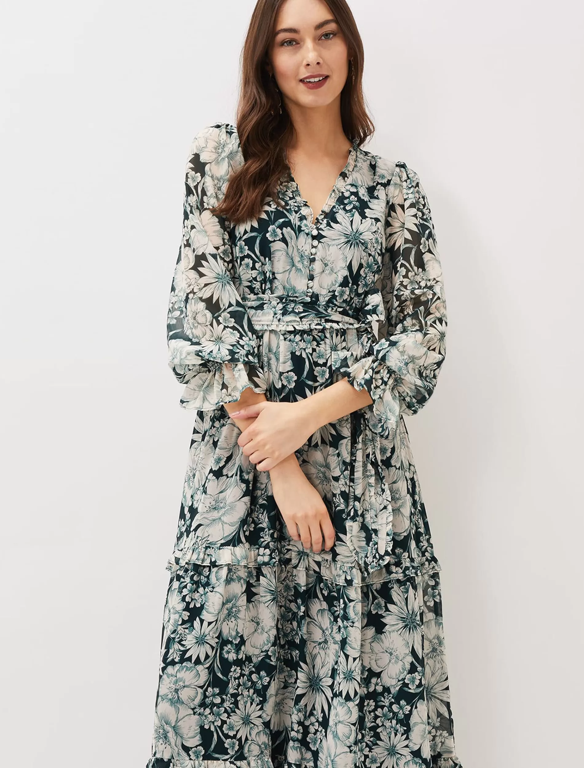 Phase Eight Indiana Floral Maxi Dress Pine Cheap